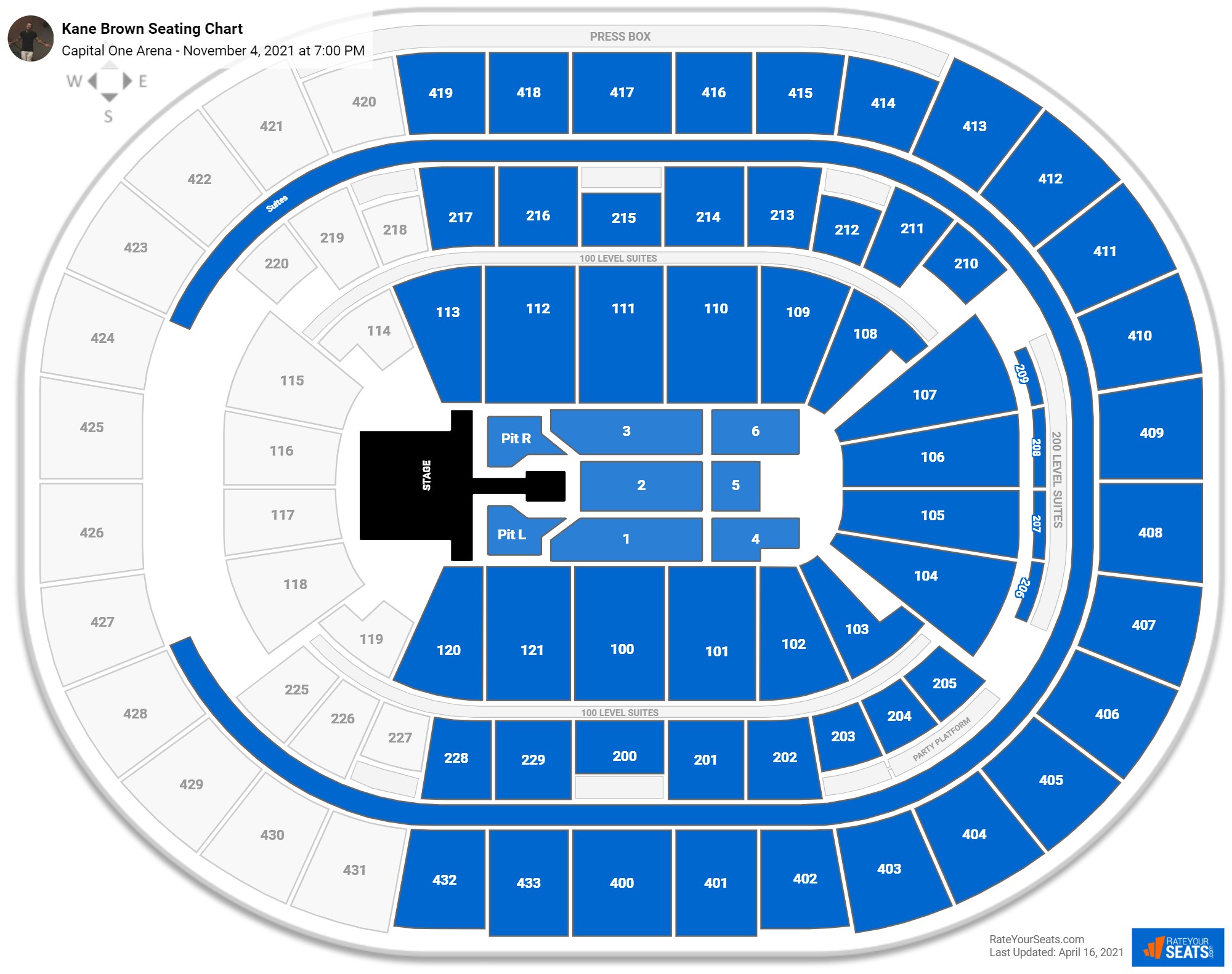 Kane Brown seating chart Capital One Arena