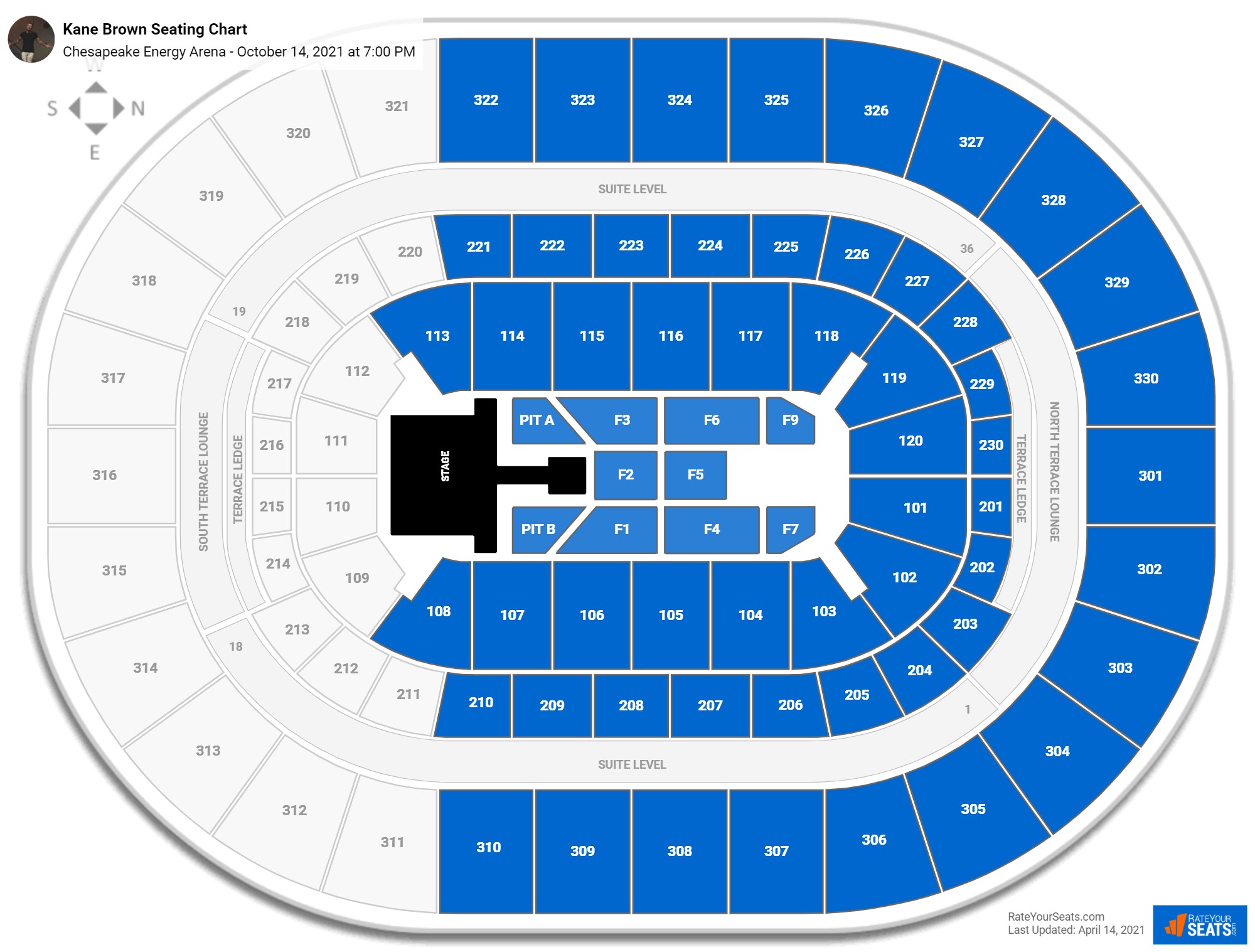 Chesapeake Energy Arena Seating Charts for Concerts