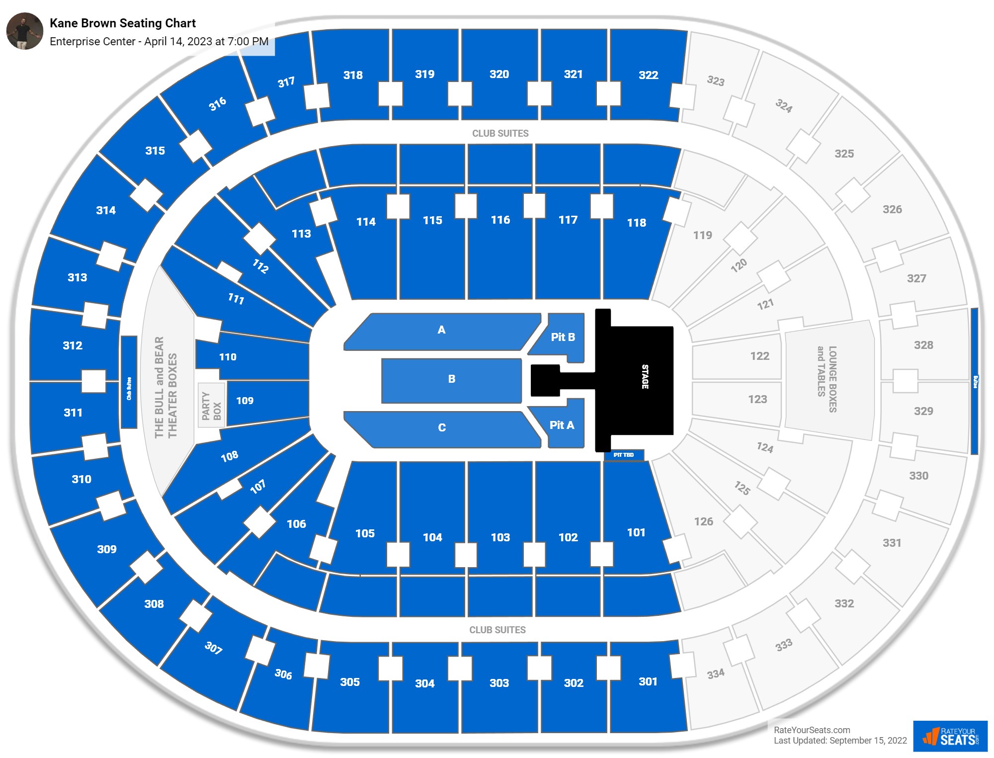 Kane Brown seating chart Enterprise Center