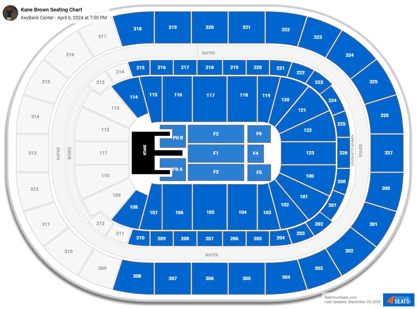 Kane Brown seating chart KeyBank Center