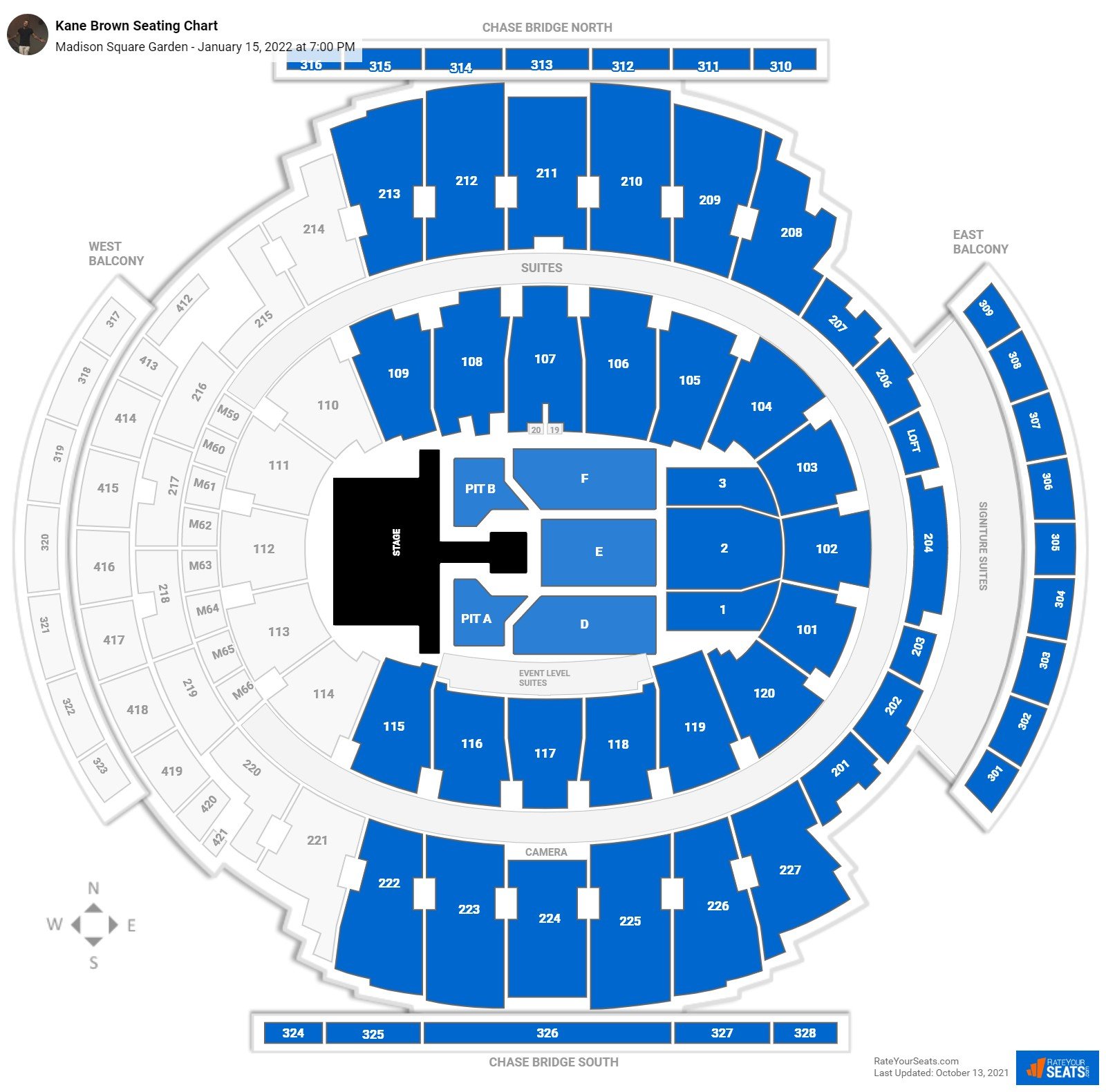 Kane Brown seating chart Madison Square Garden