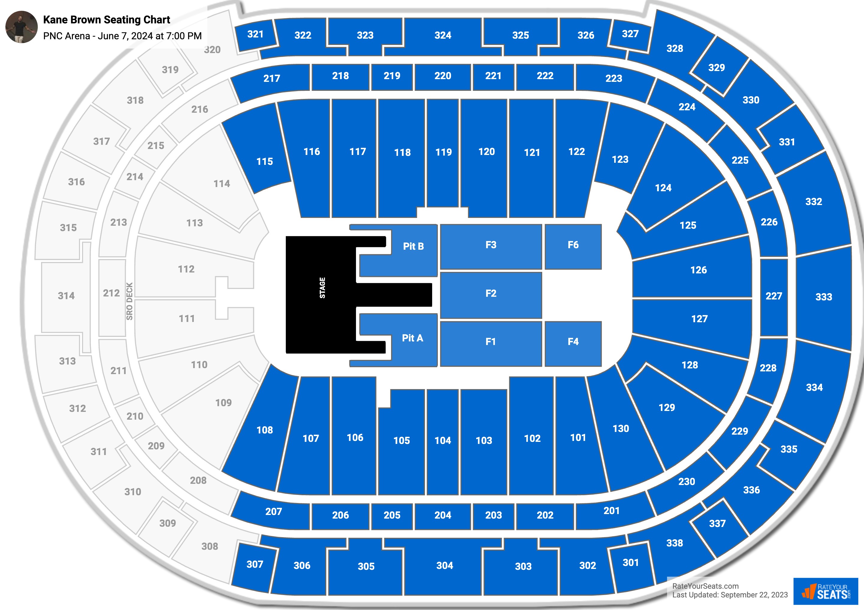Kane Brown seating chart PNC Arena