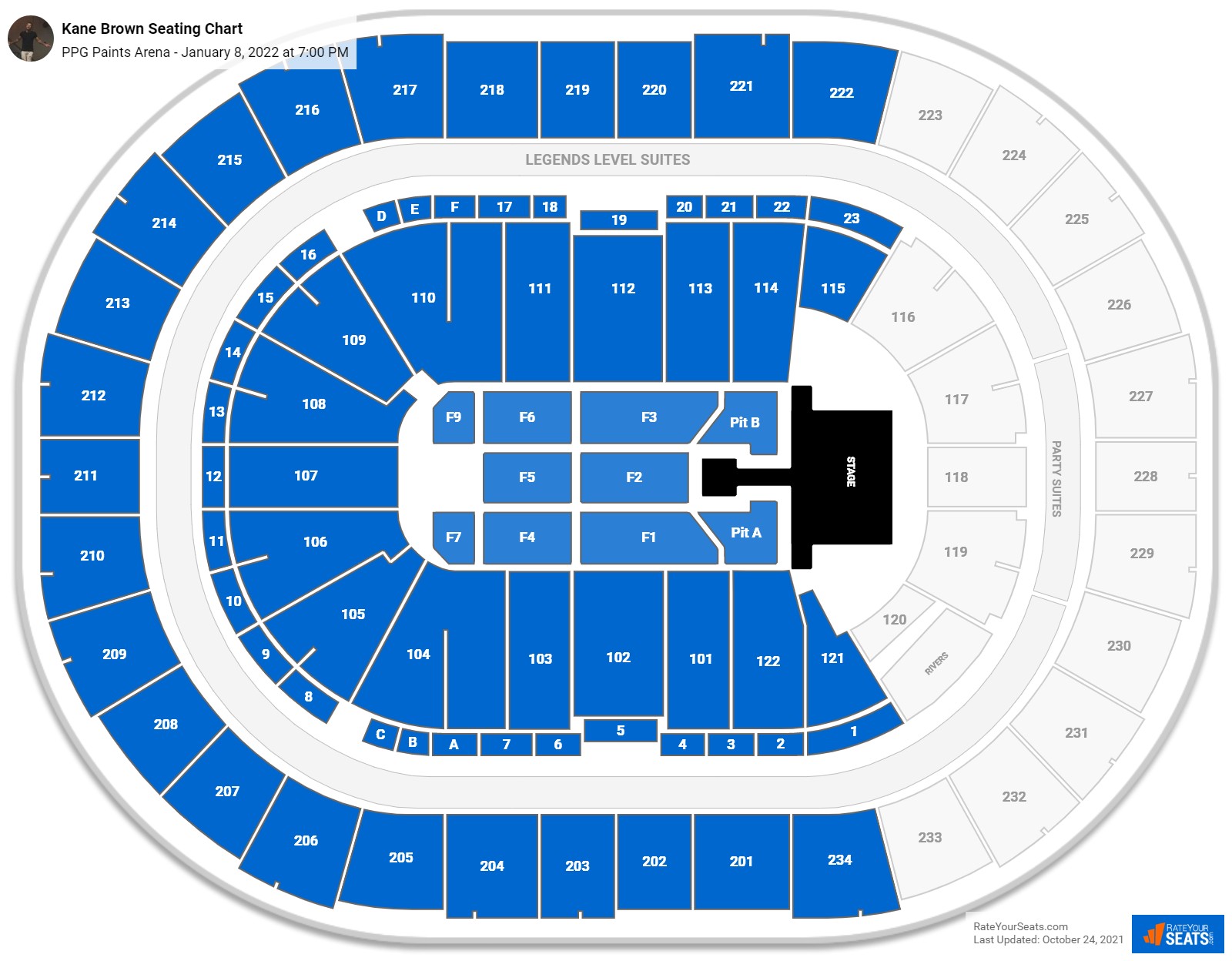 Kane Brown seating chart PPG Paints Arena