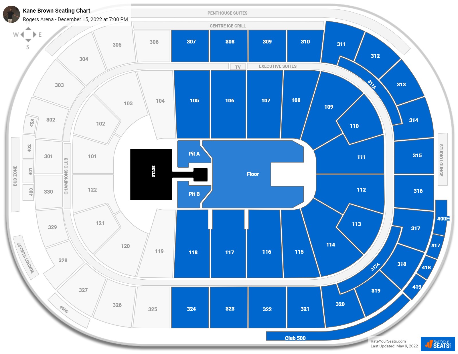 Kane Brown seating chart Rogers Arena