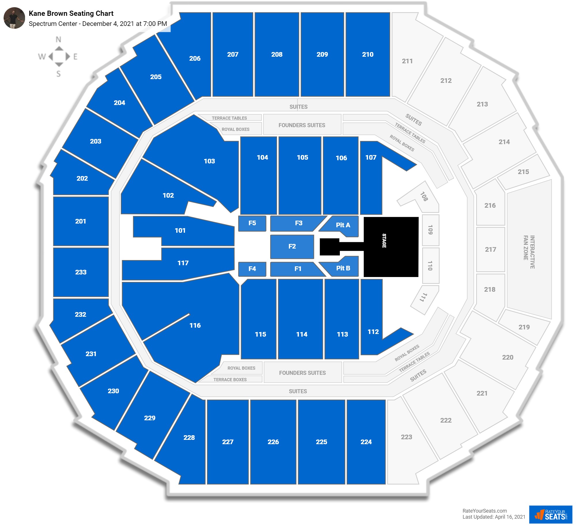Kane Brown seating chart Spectrum Center