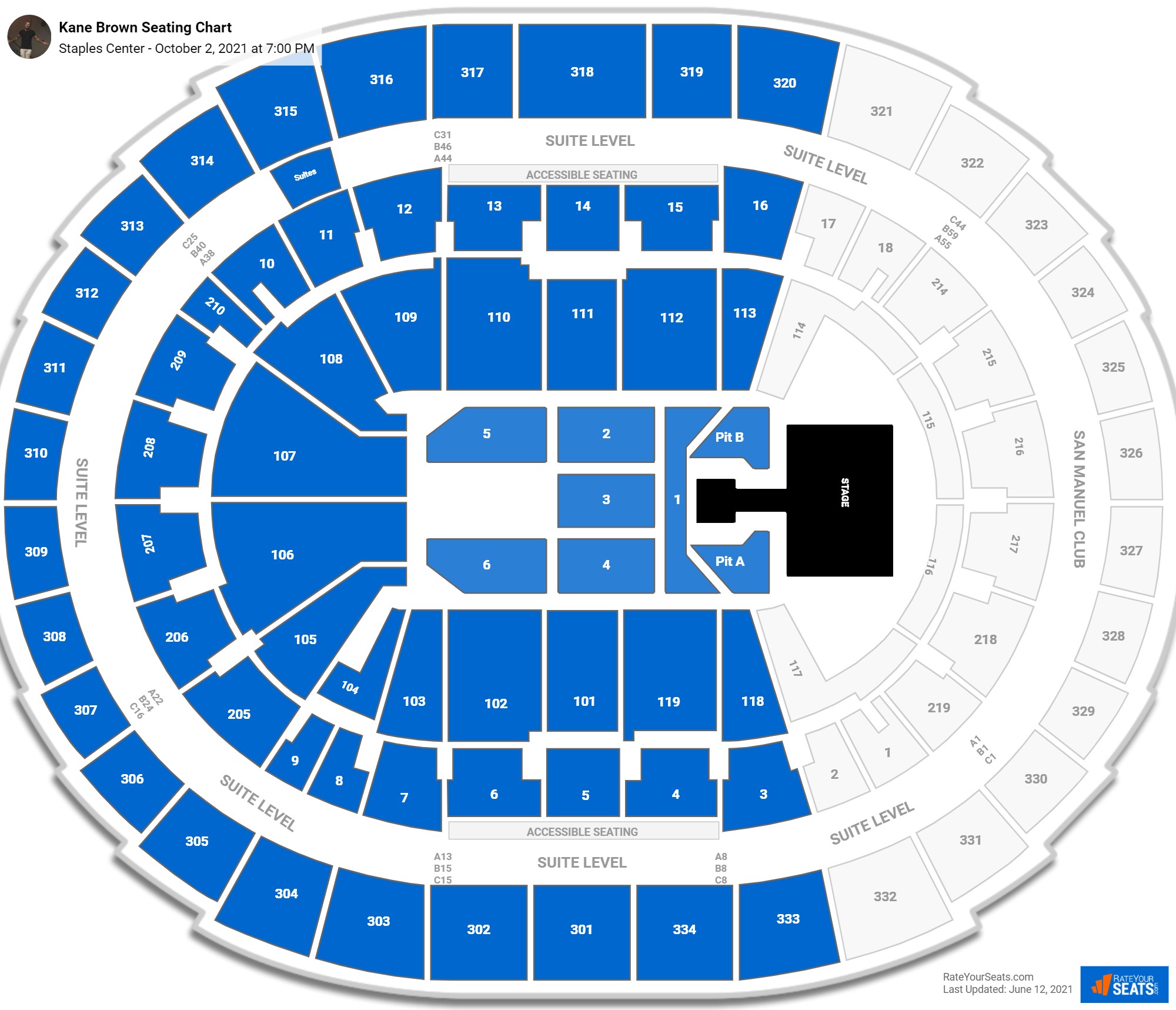 Kane Brown seating chart Staples Center
