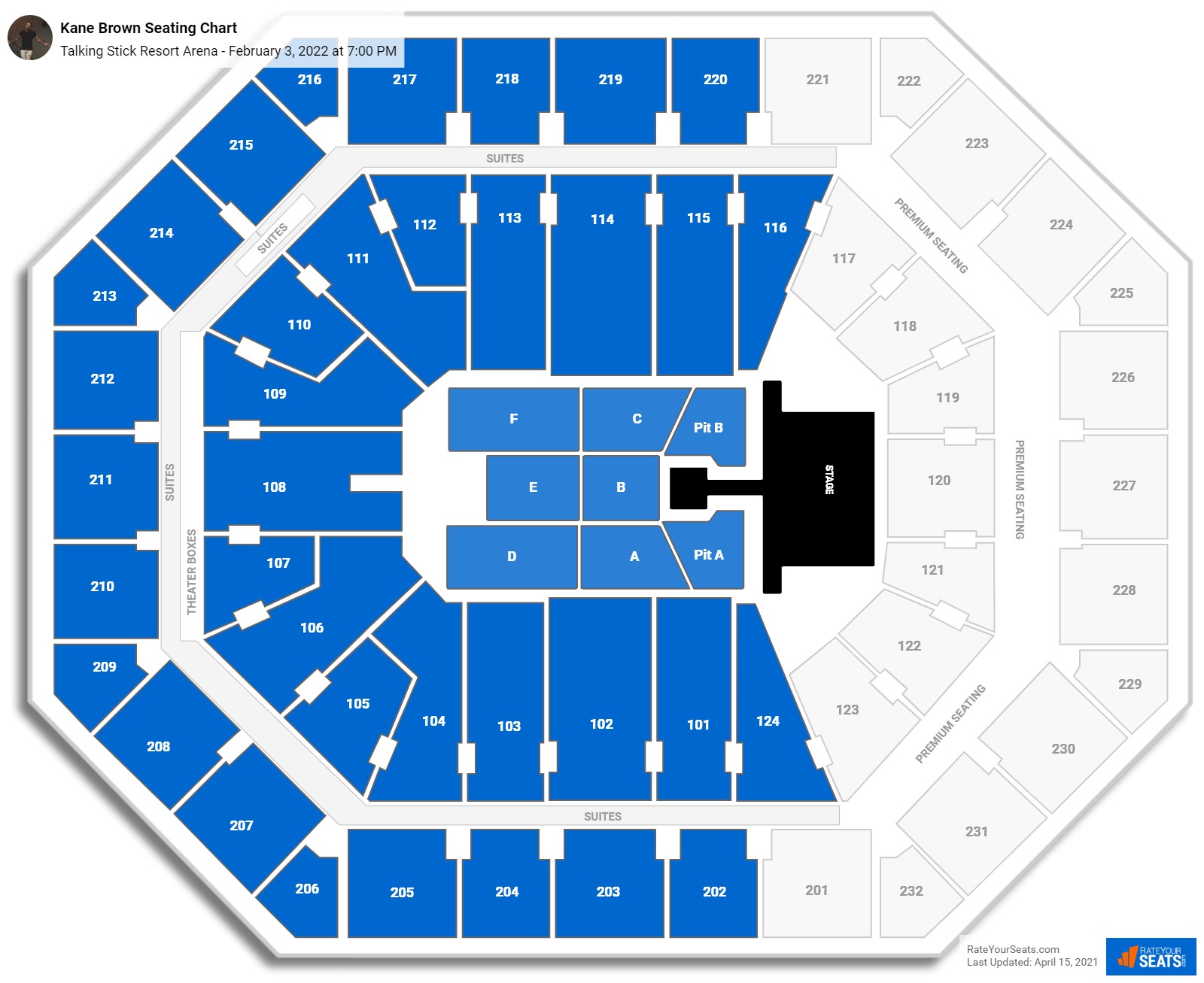 Kane Brown seating chart Talking Stick Resort Arena