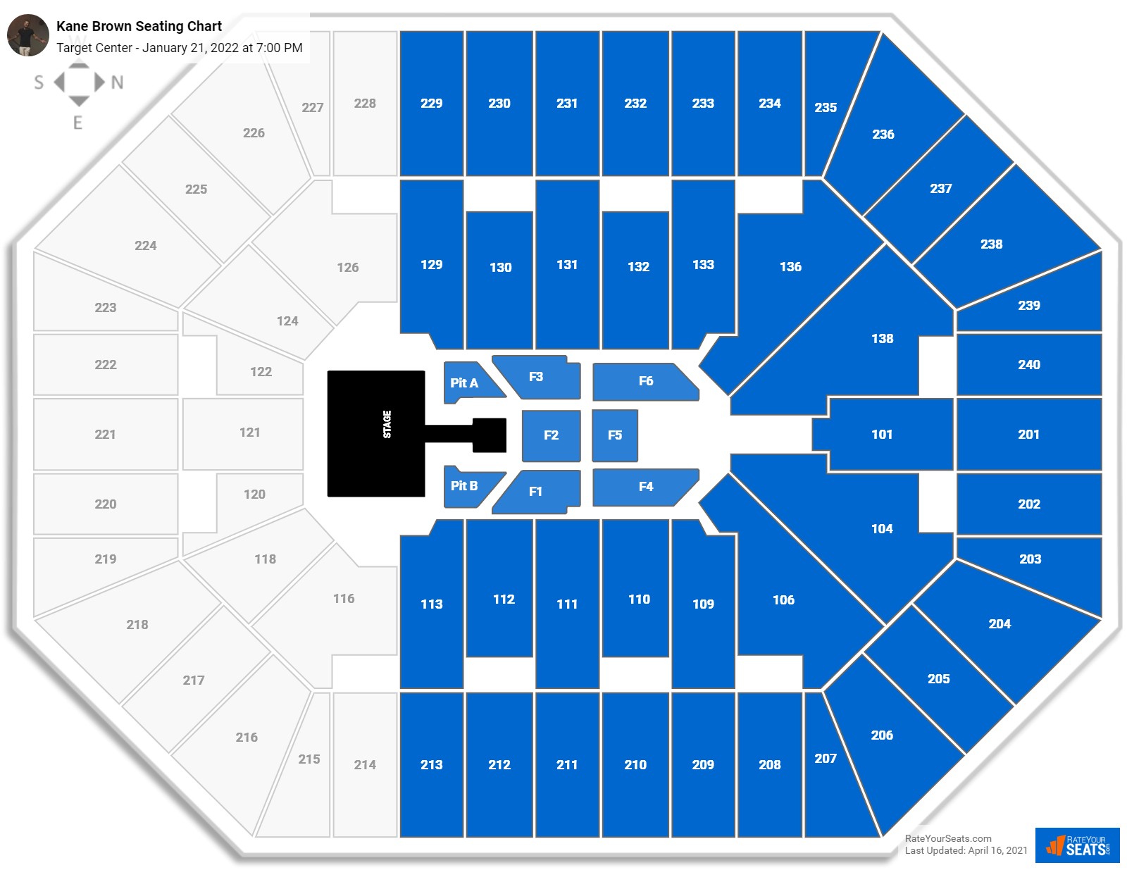 Kane Brown seating chart Target Center