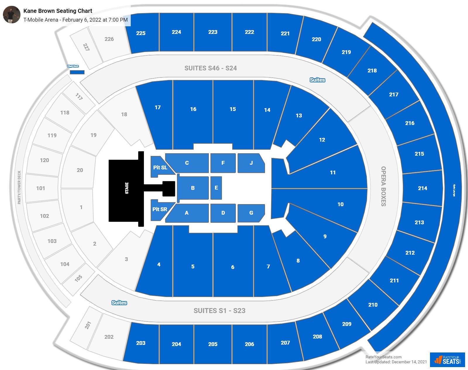 Kane Brown seating chart T-Mobile Arena