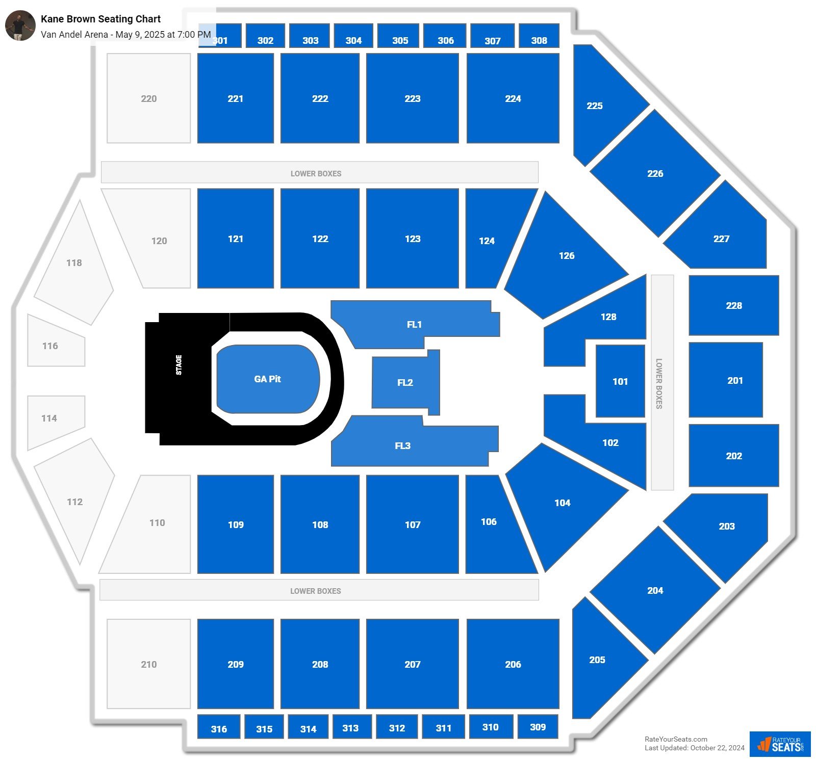 Kane Brown seating chart Van Andel Arena