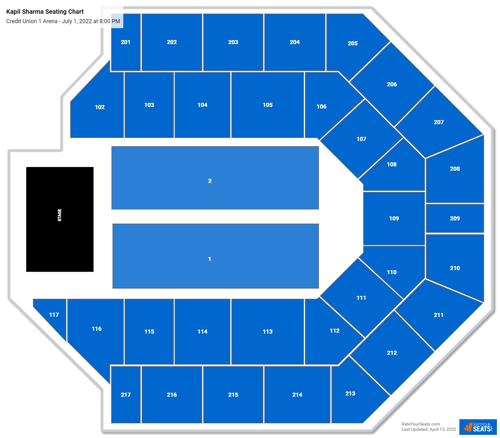 Kapil Sharma seating chart Credit Union 1 Arena