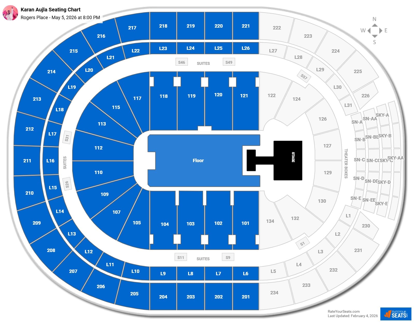 Karan Aujla seating chart Rogers Place