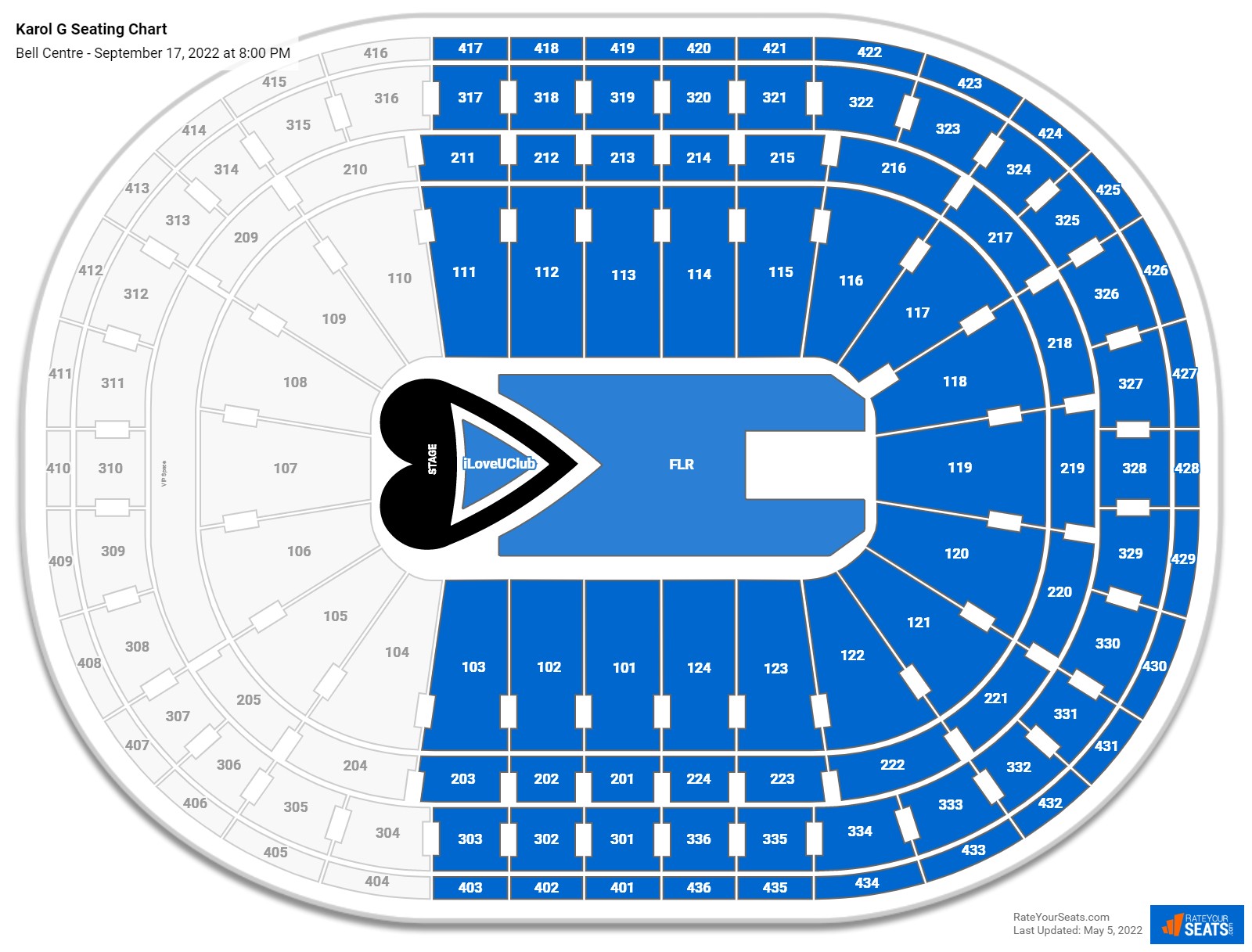 Karol G seating chart Bell Centre