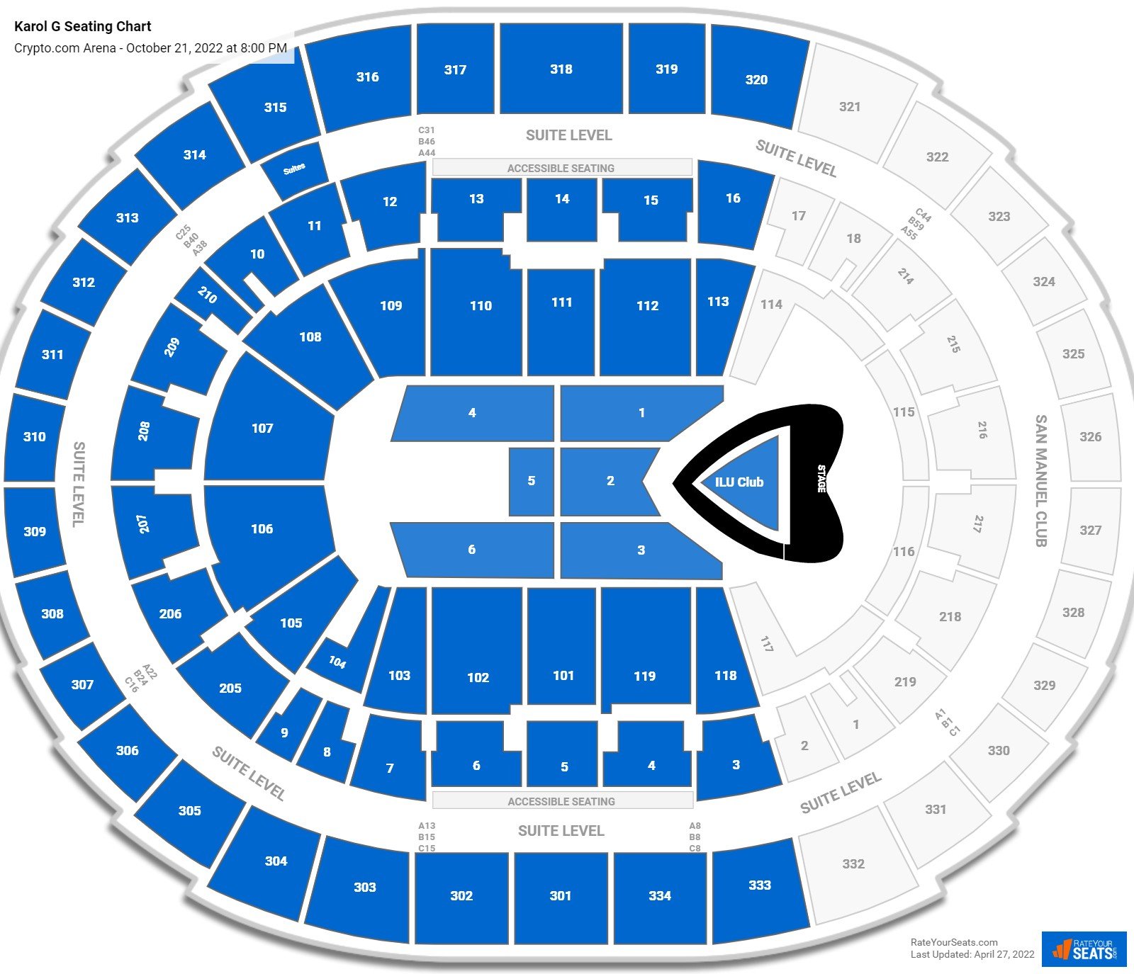Karol G seating chart Crypto.com Arena