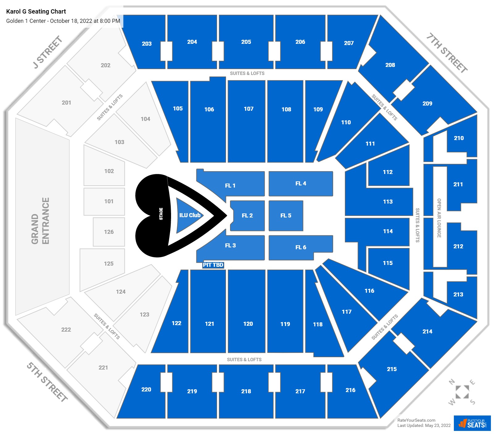 Karol G seating chart Golden 1 Center
