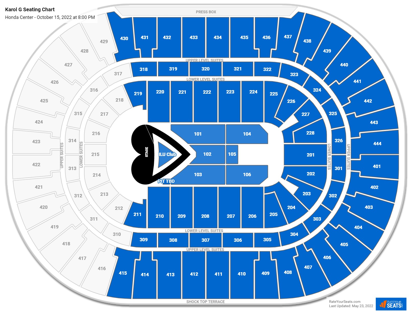 Karol G seating chart Honda Center