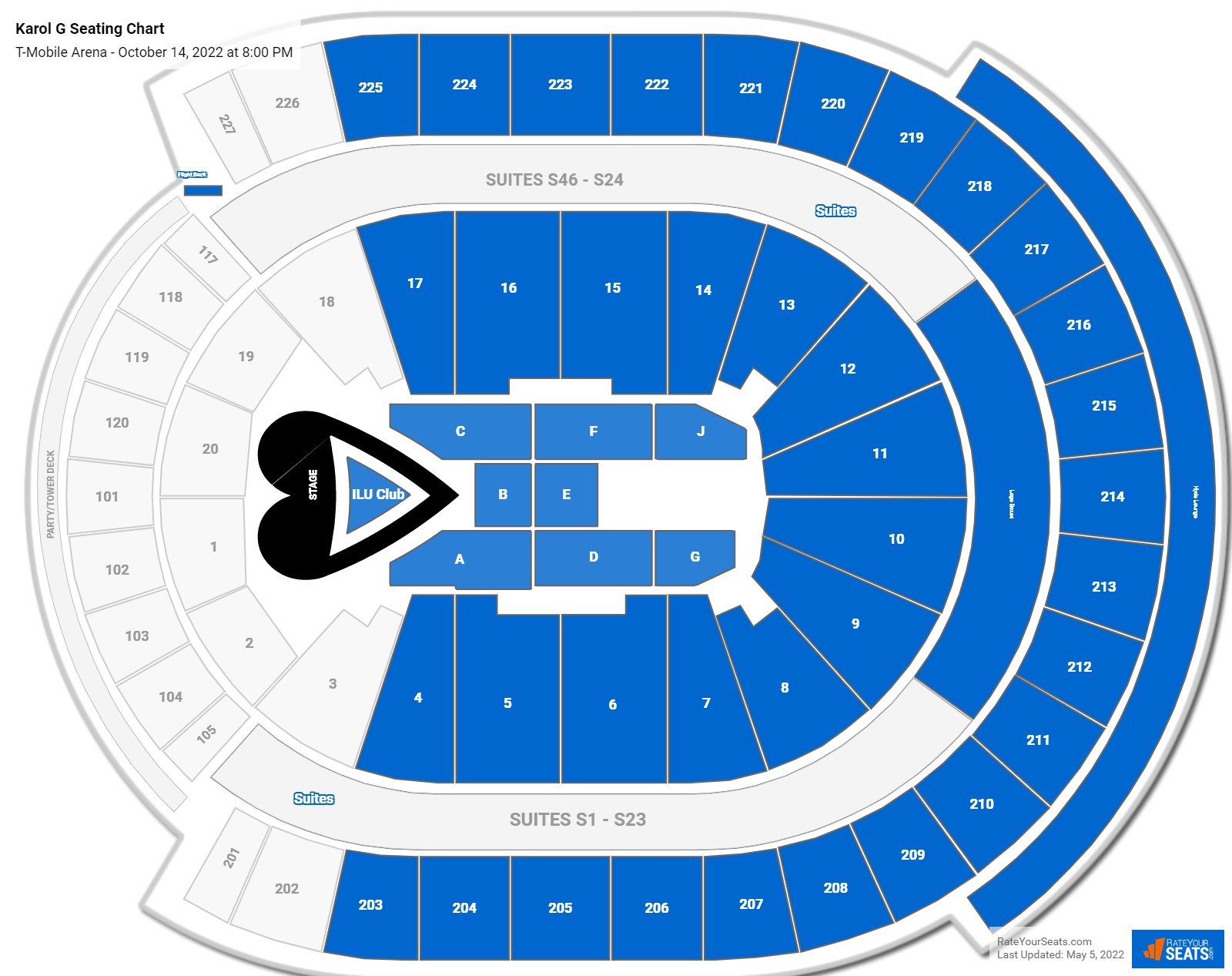 Karol G seating chart T-Mobile Arena