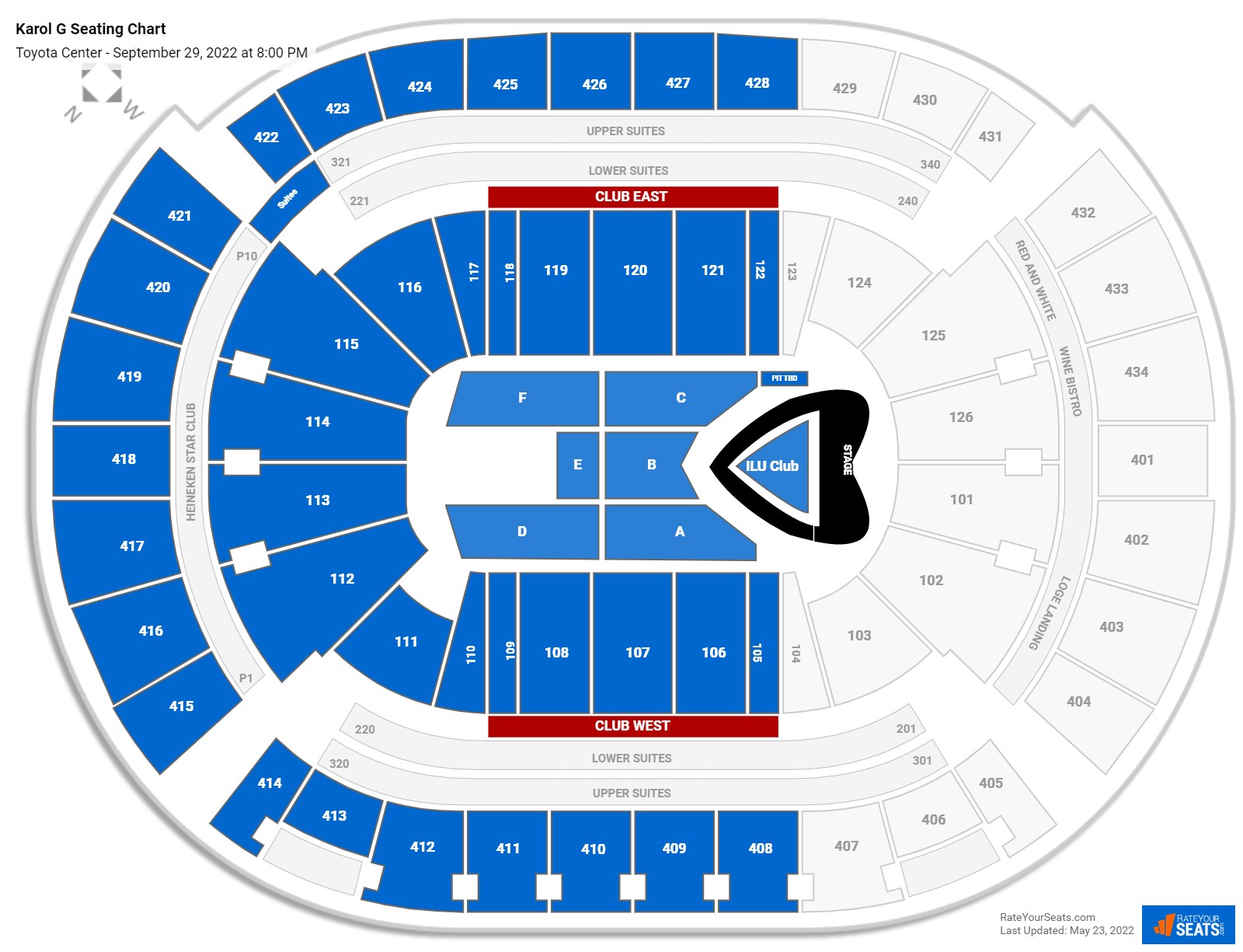 Karol G seating chart Toyota Center