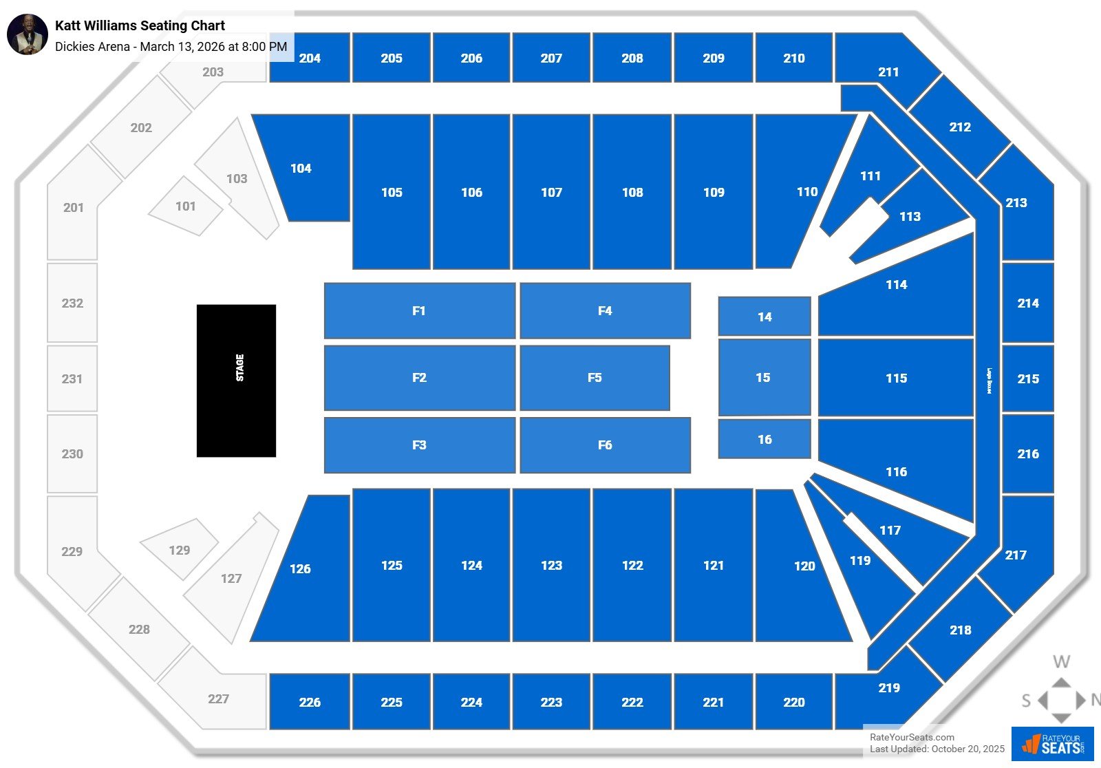Katt Williams seating chart Dickies Arena