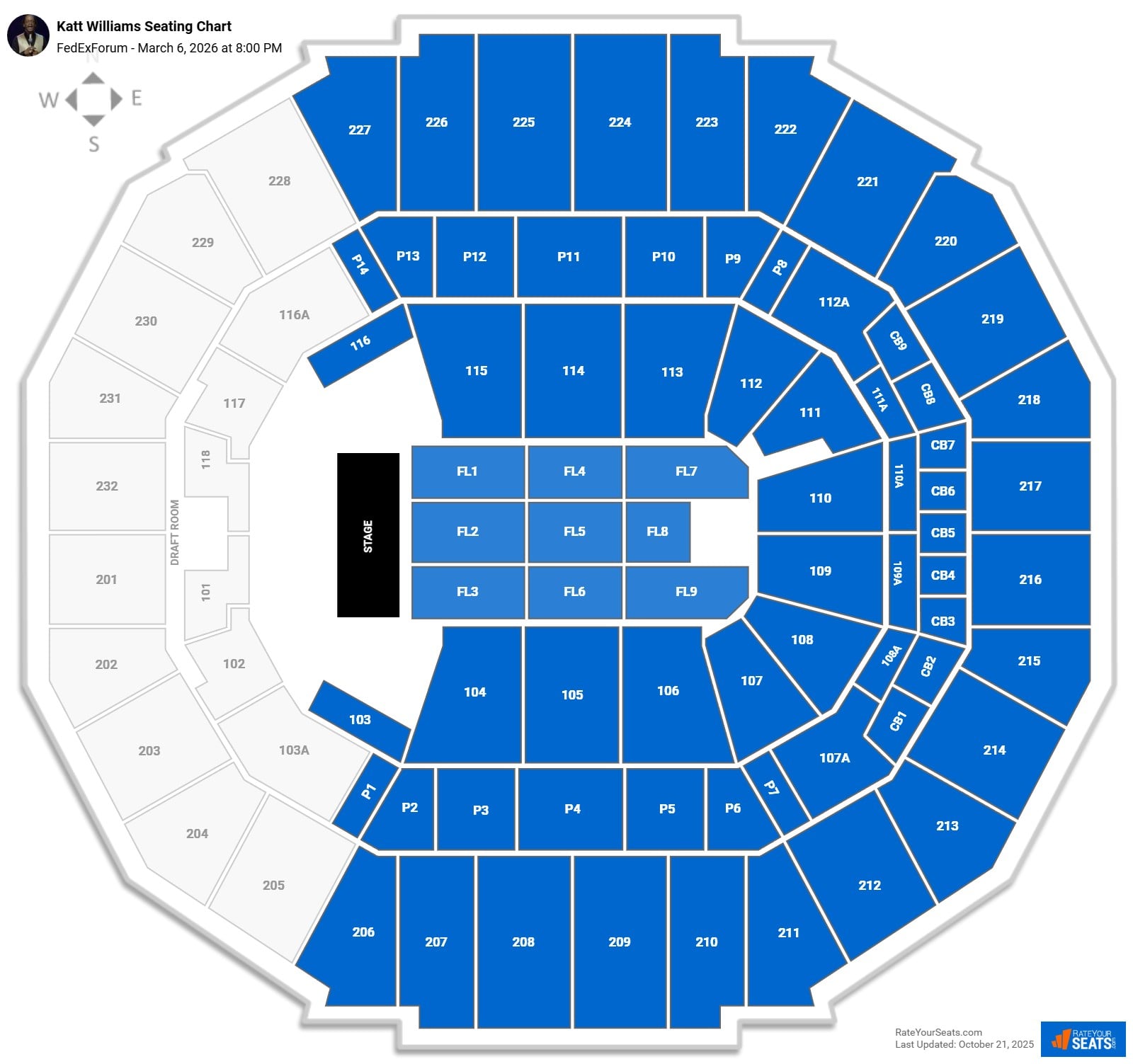 Katt Williams seating chart FedExForum