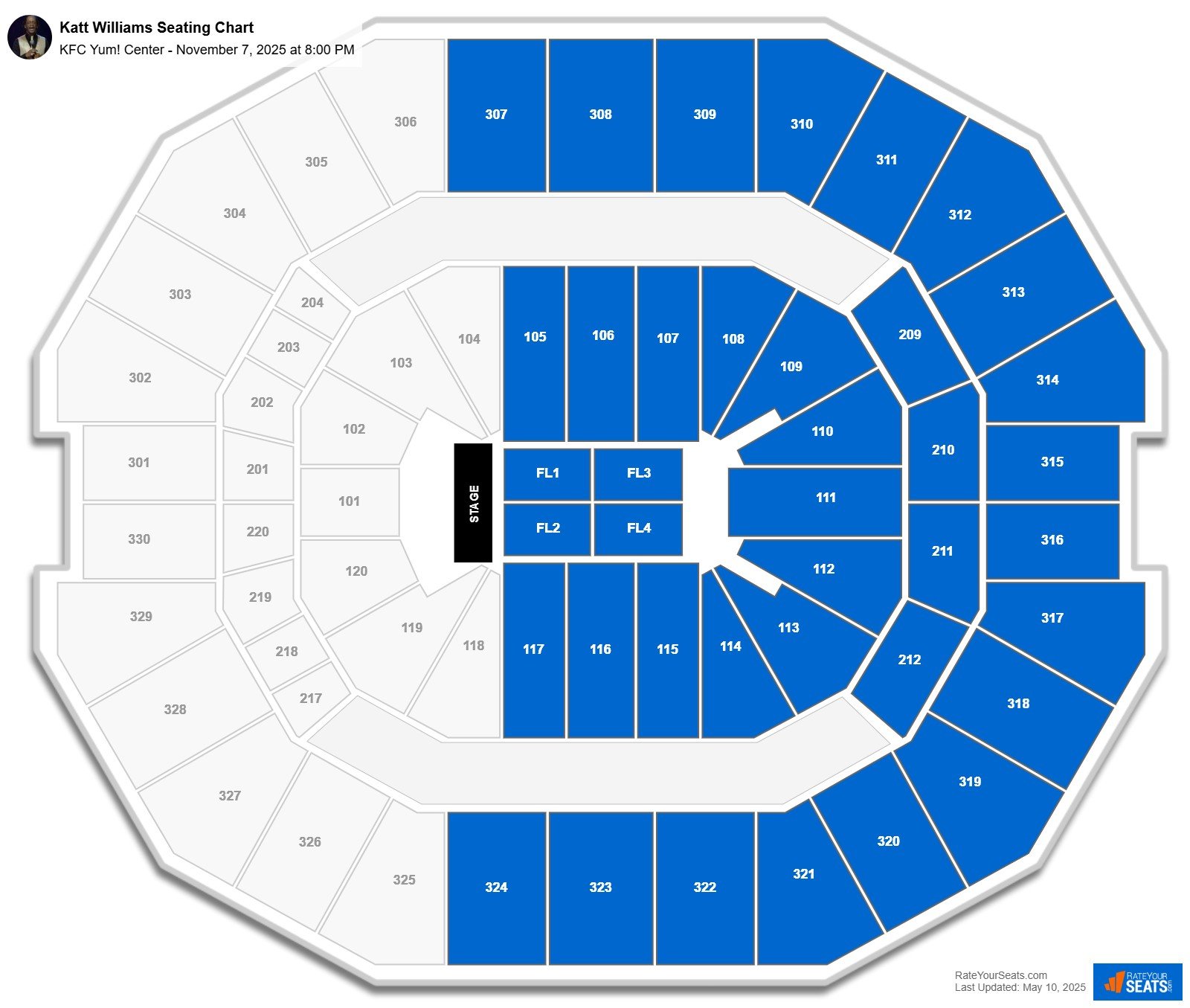 Katt Williams seating chart KFC Yum! Center