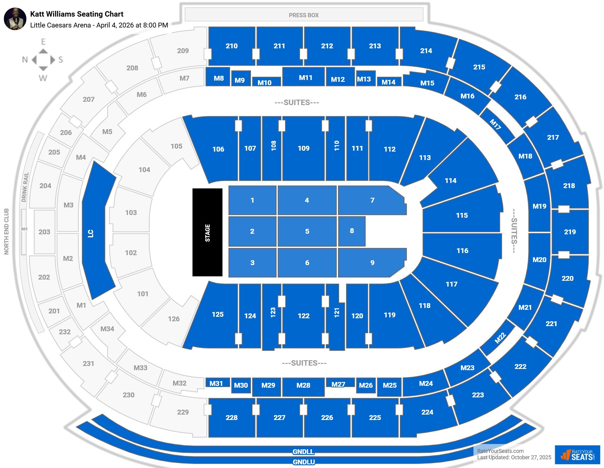 Katt Williams seating chart Little Caesars Arena