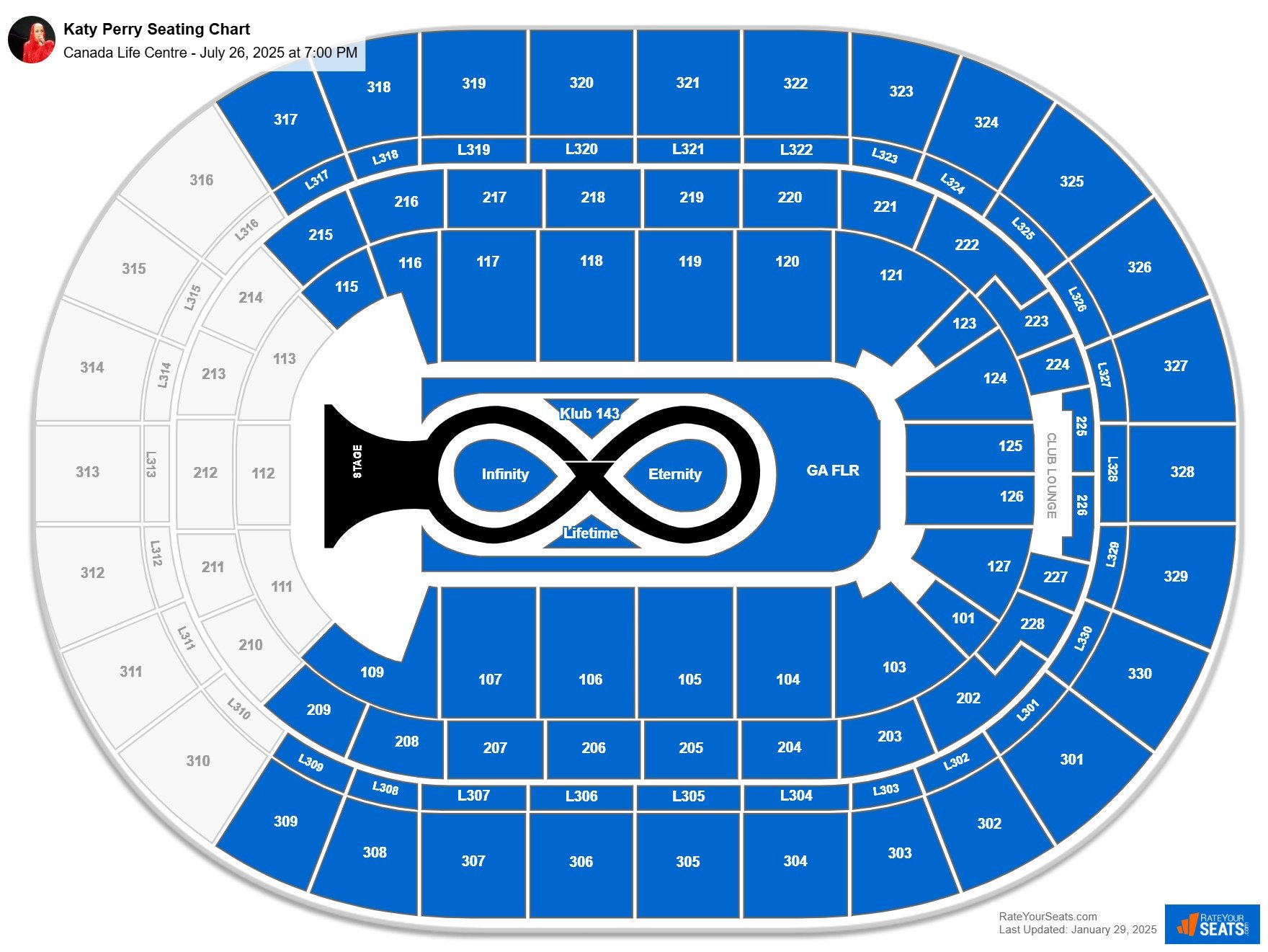 Katy Perry seating chart Canada Life Centre