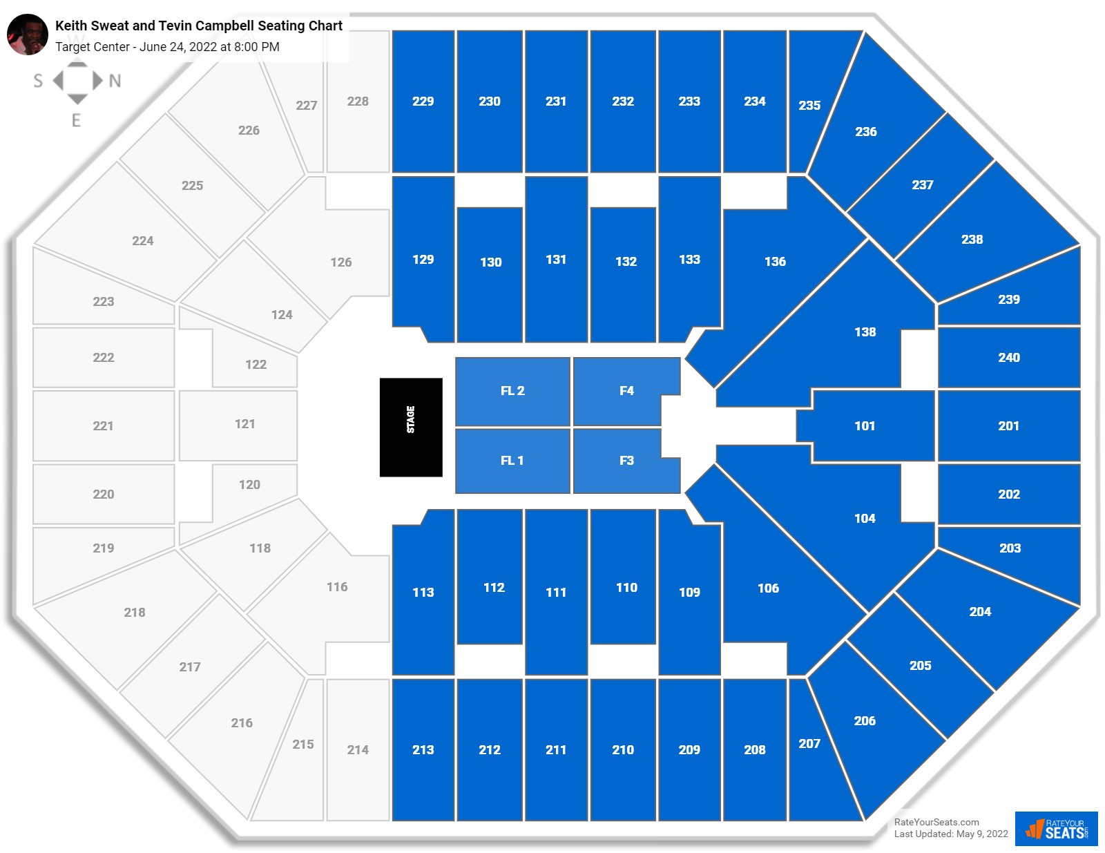 Keith Sweat and Tevin Campbell seating chart Target Center