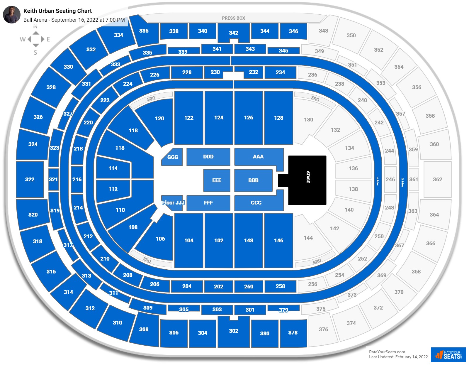 Keith Urban seating chart Ball Arena