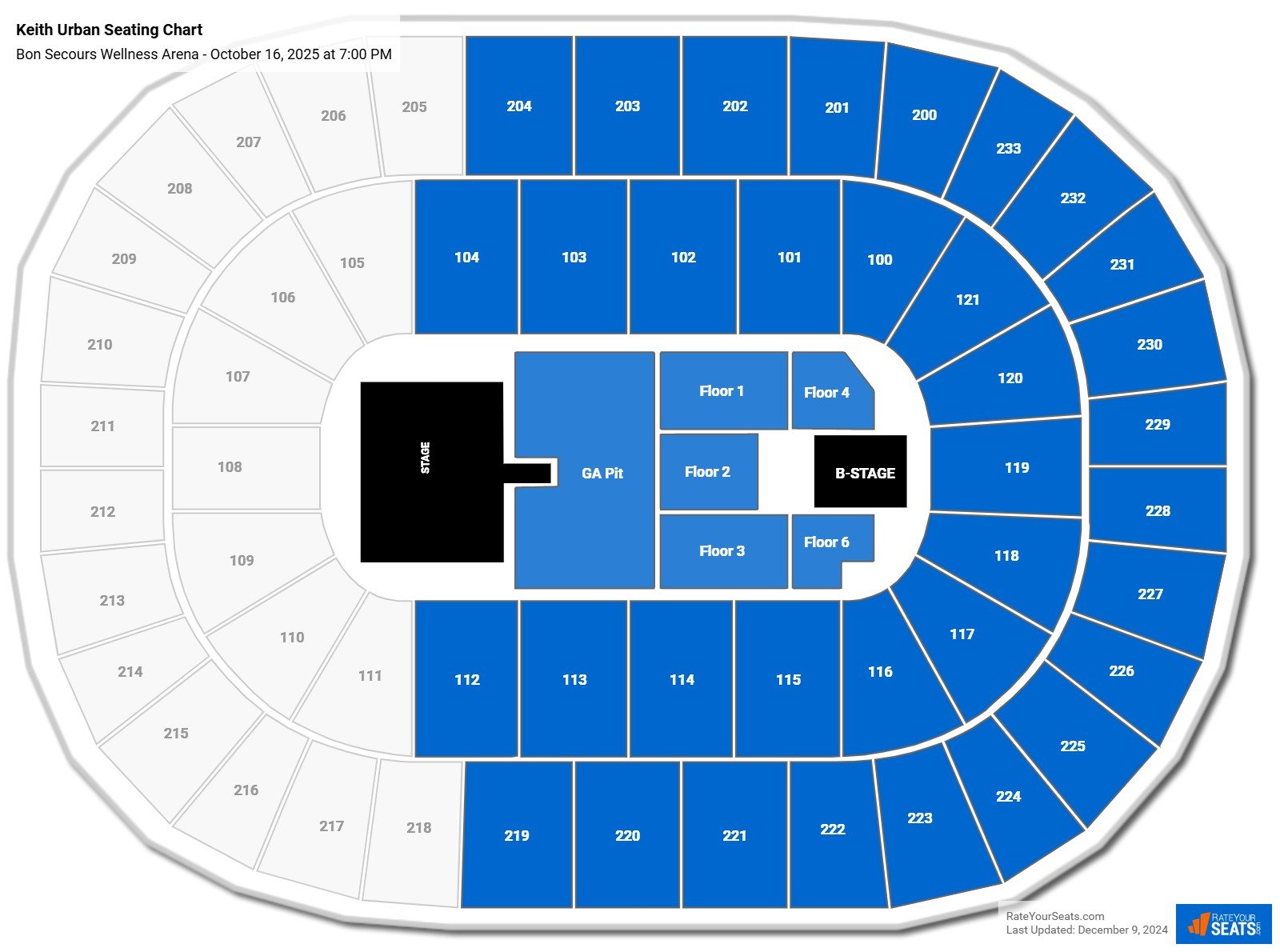 Keith Urban seating chart Bon Secours Wellness Arena