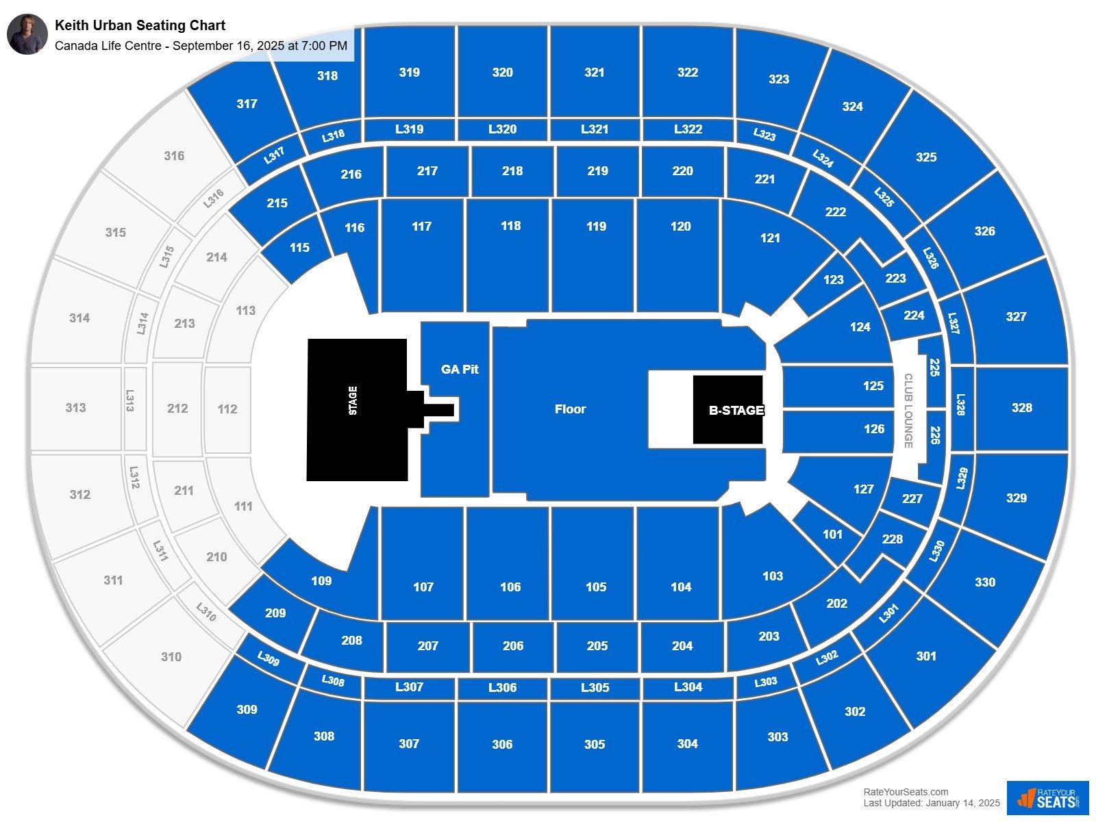 Keith Urban seating chart Canada Life Centre