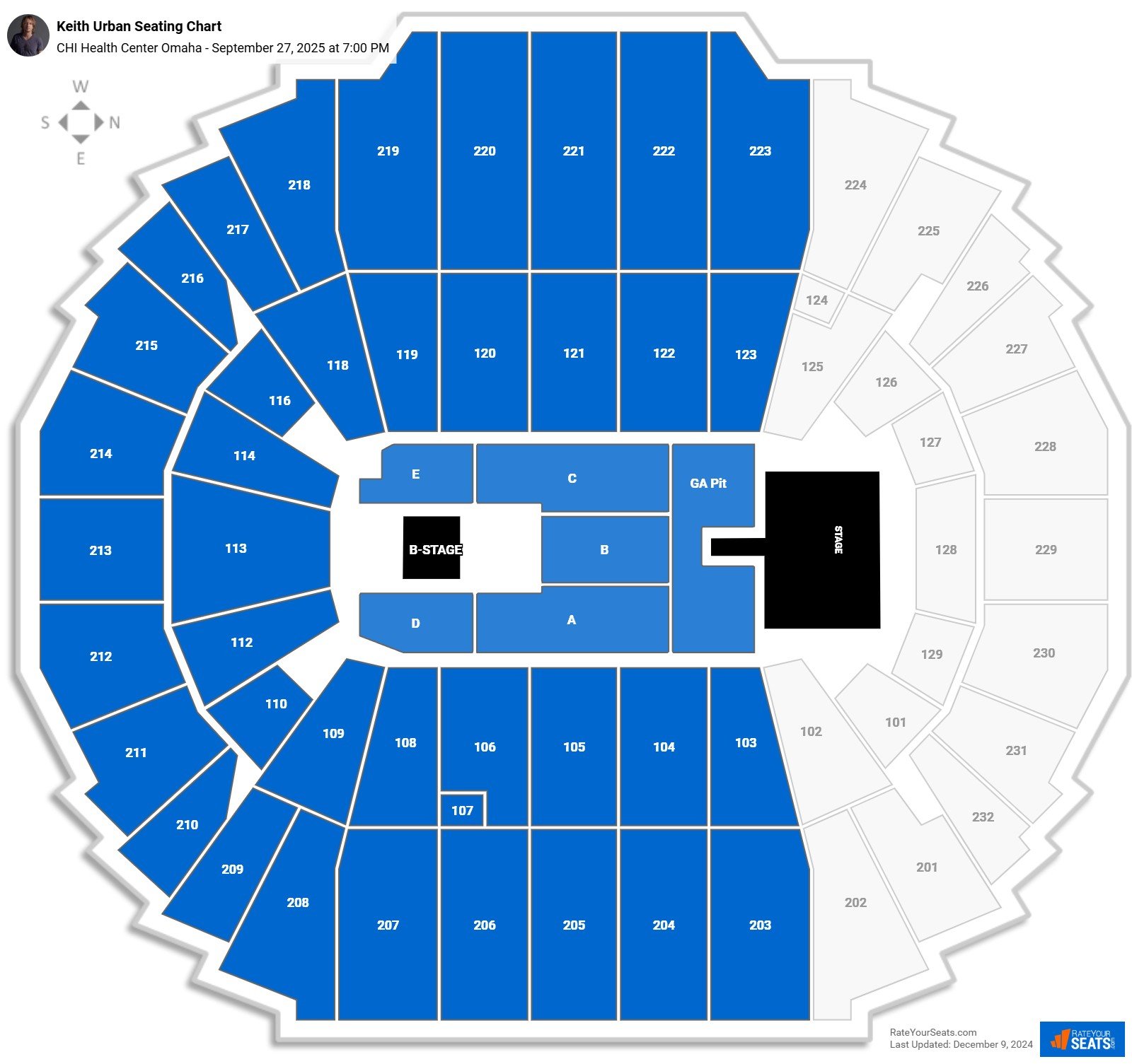 Keith Urban seating chart CHI Health Center Omaha