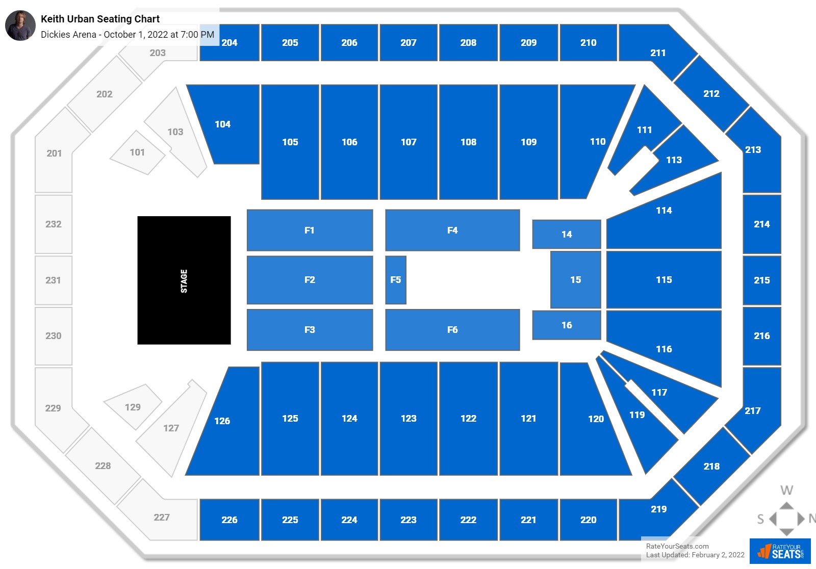 Keith Urban seating chart Dickies Arena