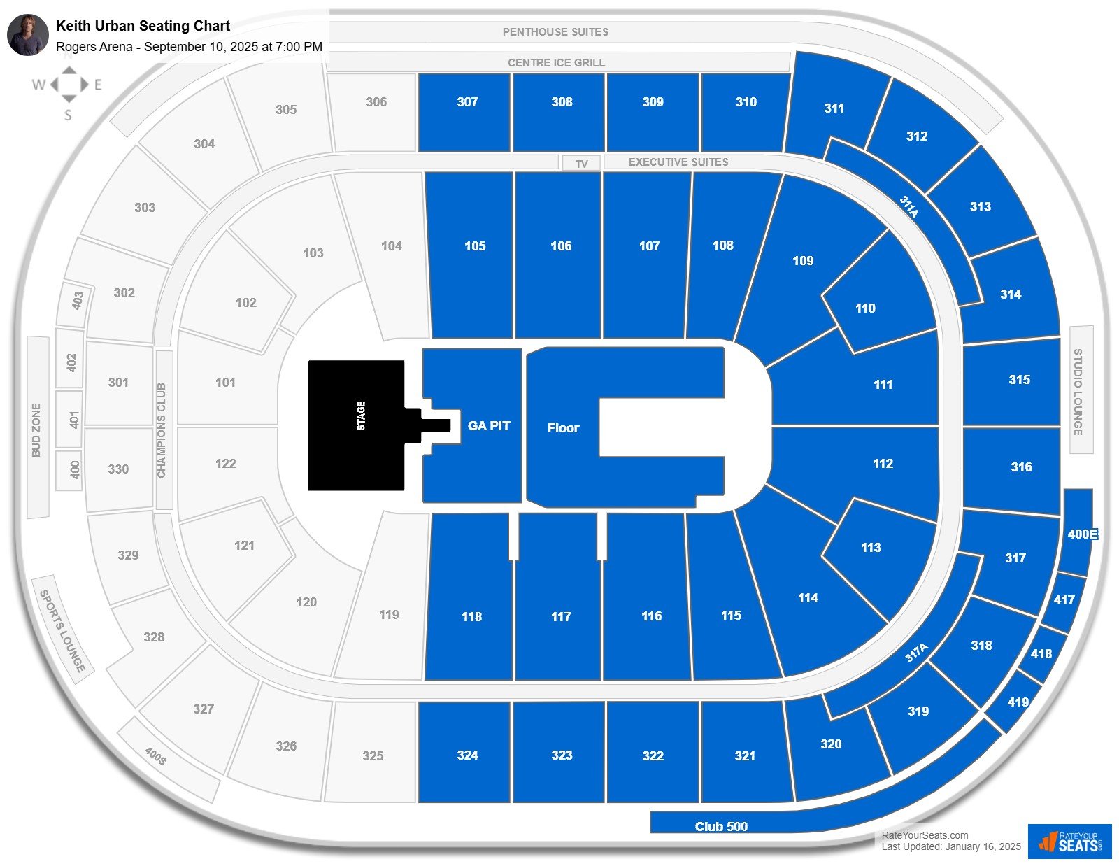 Keith Urban seating chart Rogers Arena