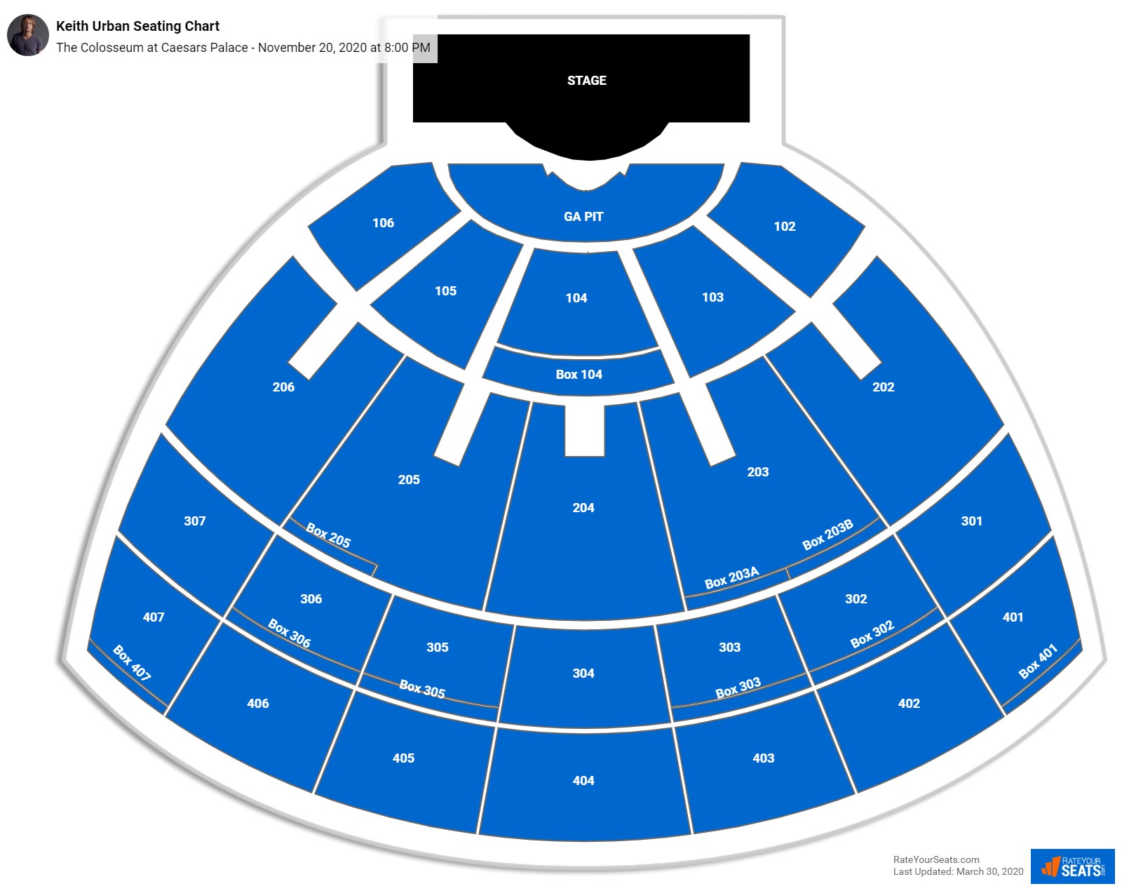 Keith Urban seating chart The Colosseum at Caesars Palace