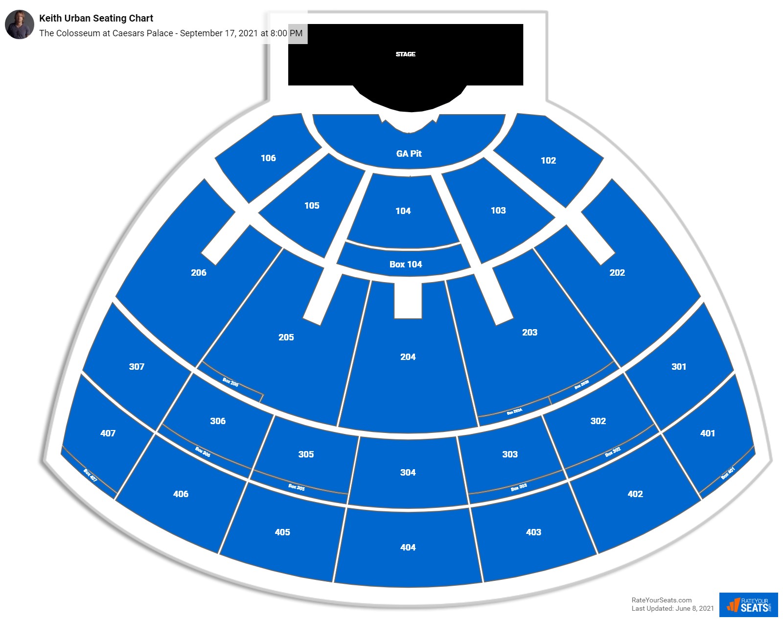 Keith Urban seating chart The Colosseum at Caesars Palace