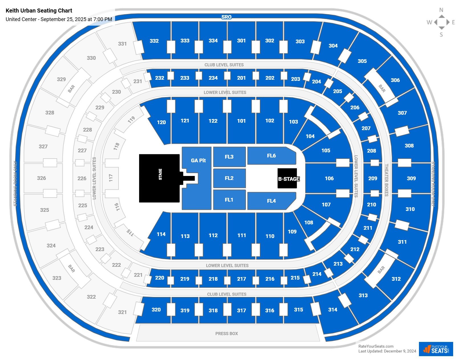 Keith Urban seating chart United Center