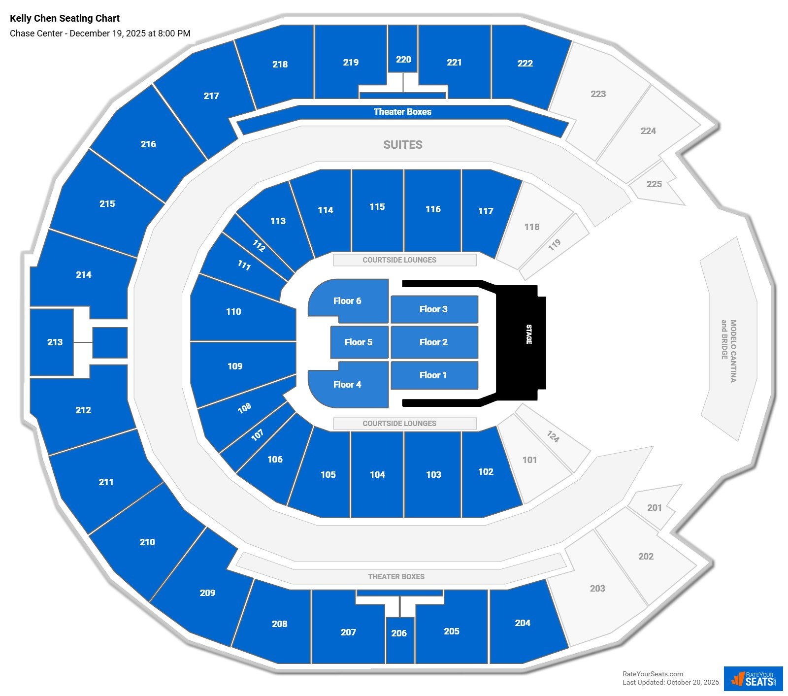 Kelly Chen seating chart Chase Center