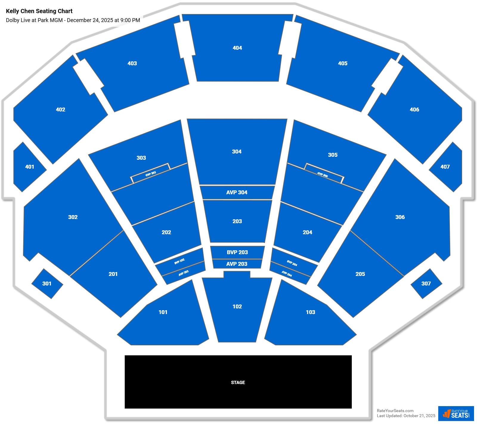 Kelly Chen seating chart Dolby Live at Park MGM