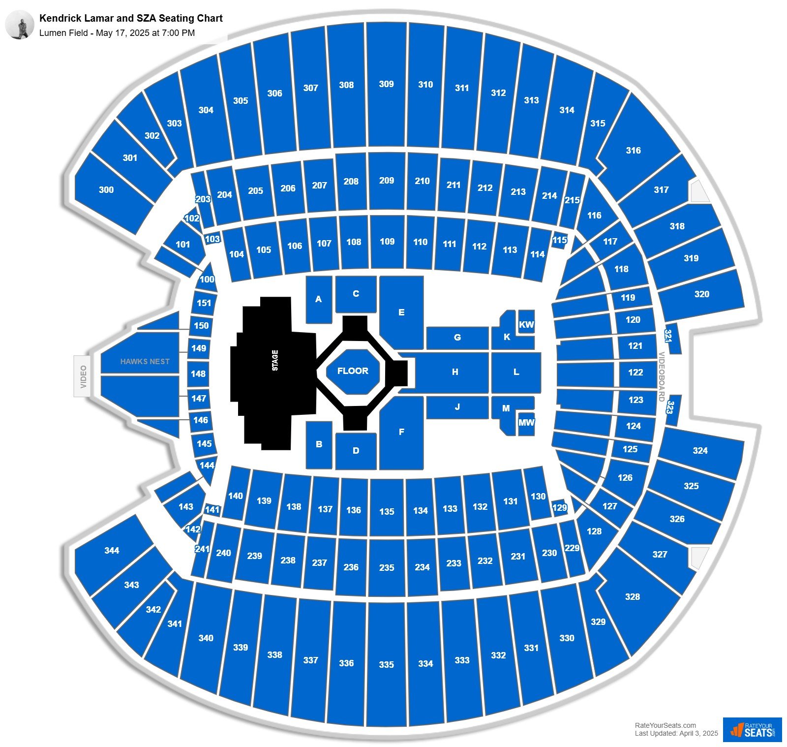 Kendrick Lamar and SZA seating chart Lumen Field
