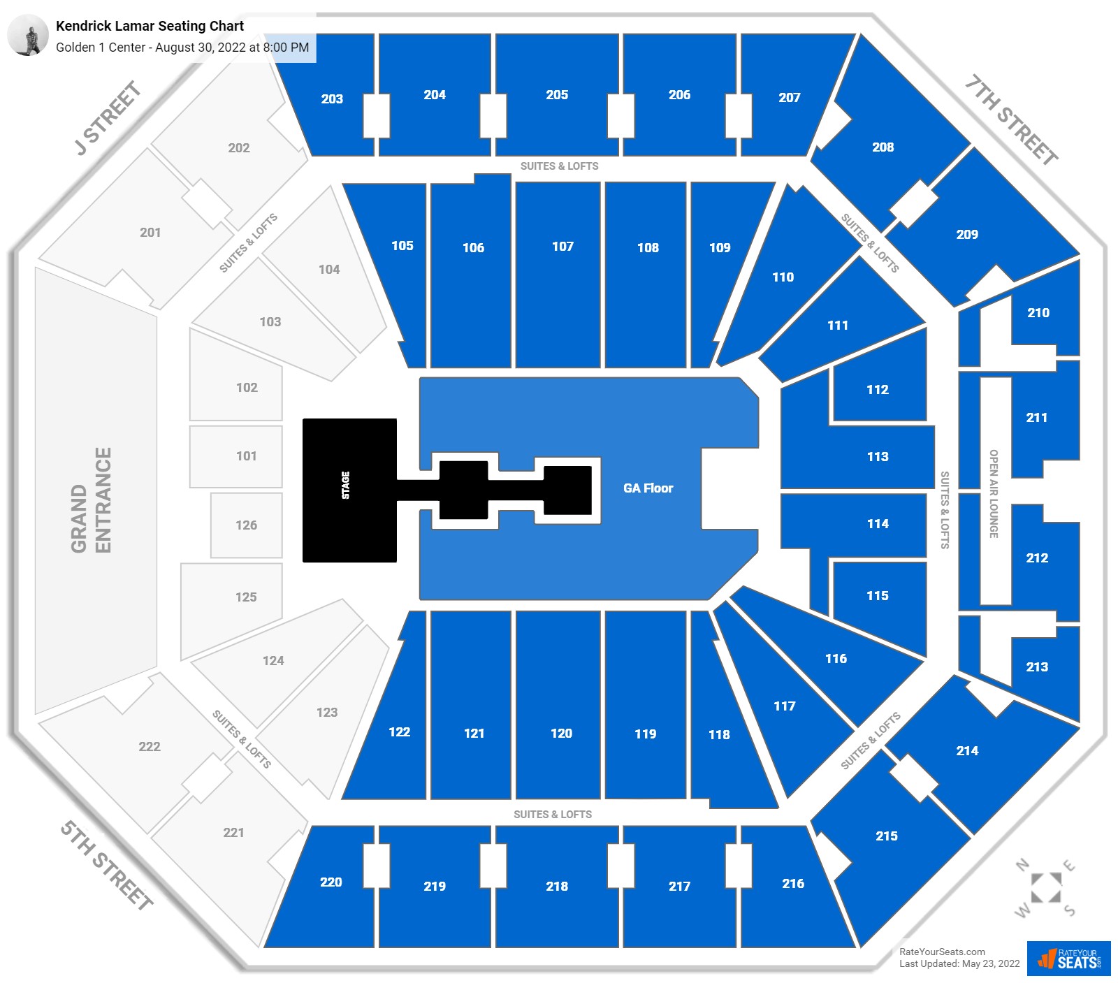 Kendrick Lamar seating chart Golden 1 Center