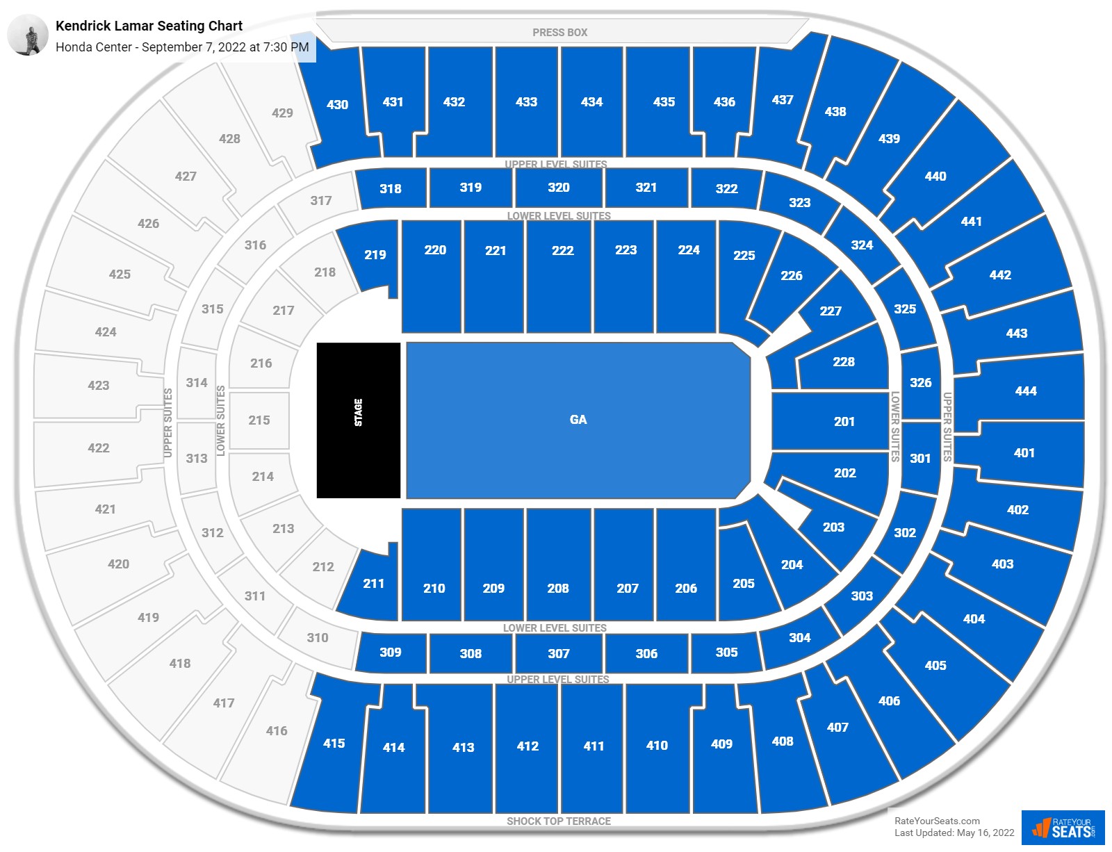Kendrick Lamar seating chart Honda Center
