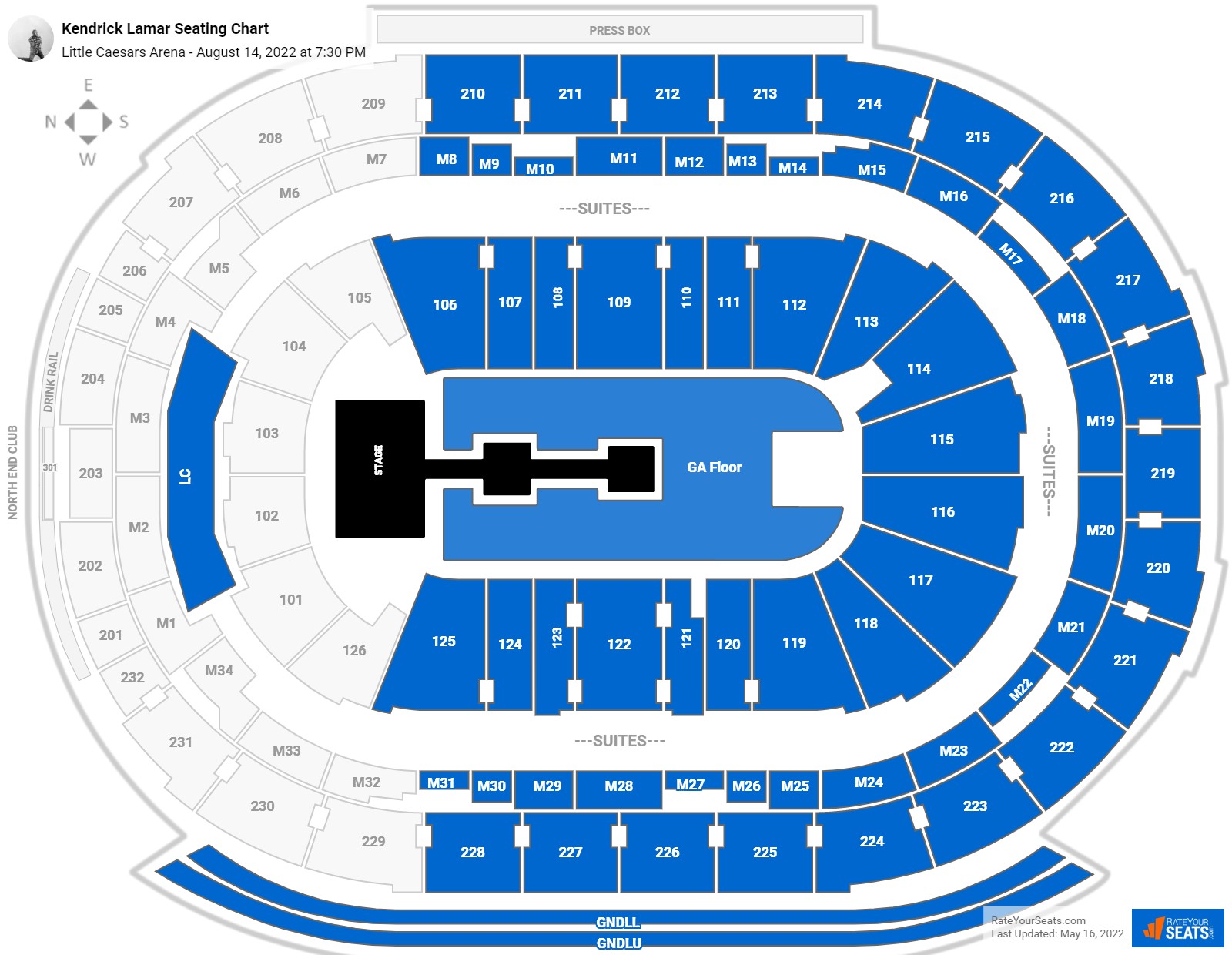 Kendrick Lamar seating chart Little Caesars Arena