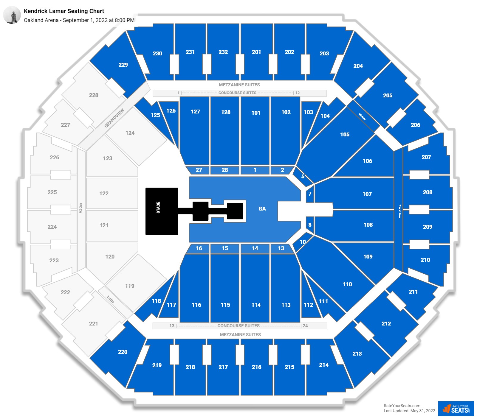Kendrick Lamar seating chart Oakland Arena