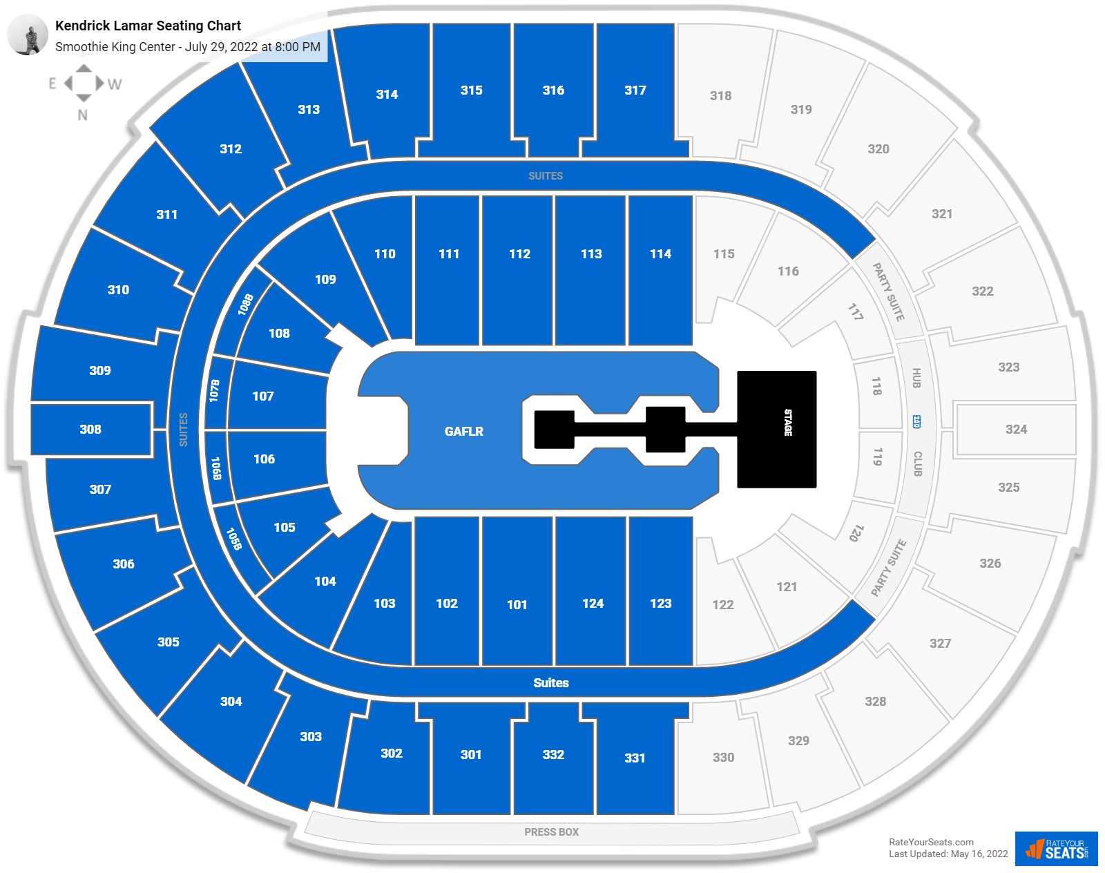 Kendrick Lamar seating chart Smoothie King Center