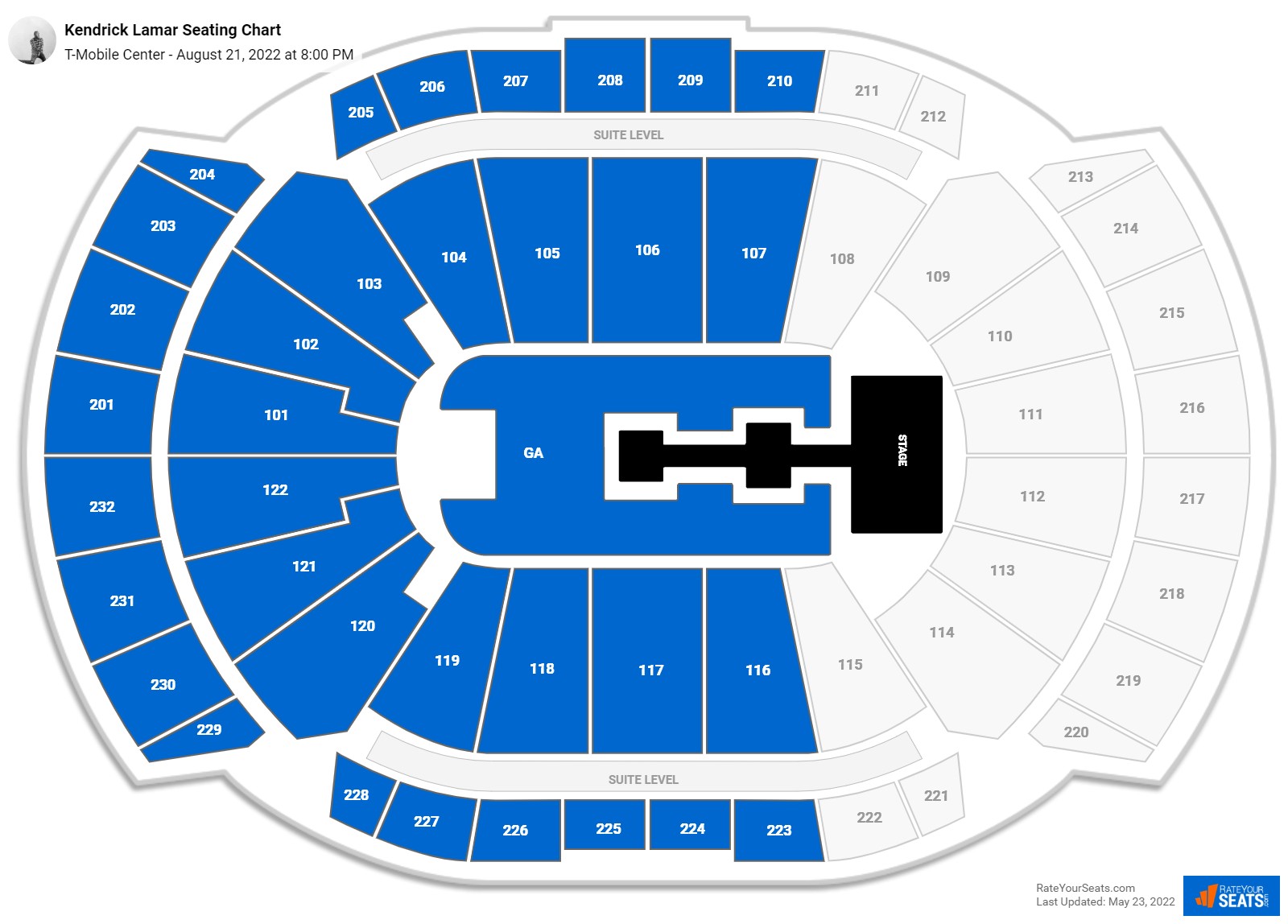 Kendrick Lamar seating chart T-Mobile Center