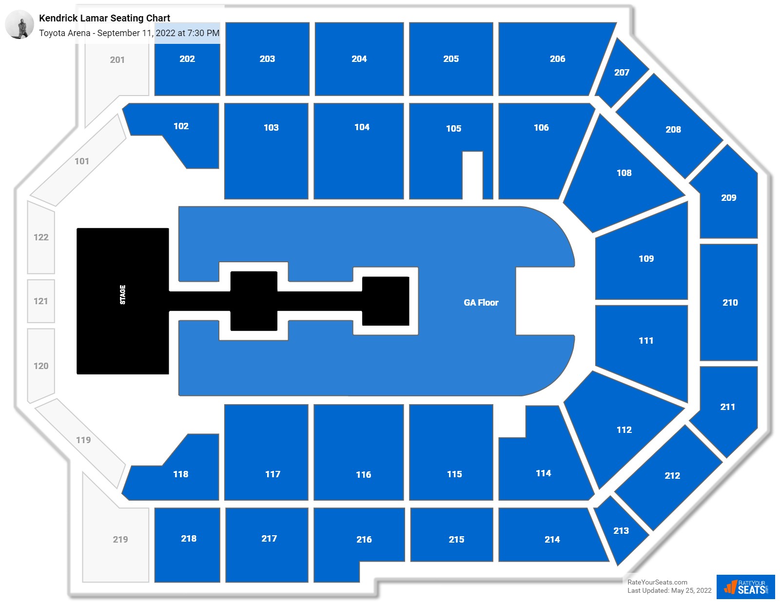 Kendrick Lamar seating chart Toyota Arena