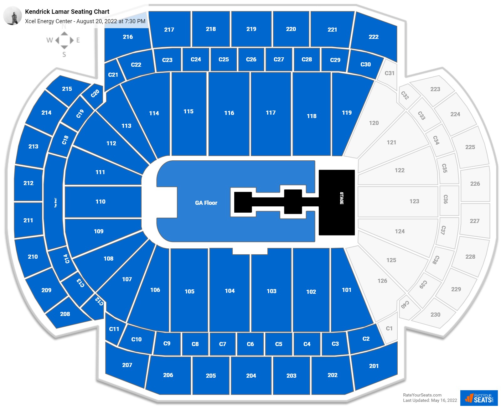 Kendrick Lamar seating chart Xcel Energy Center