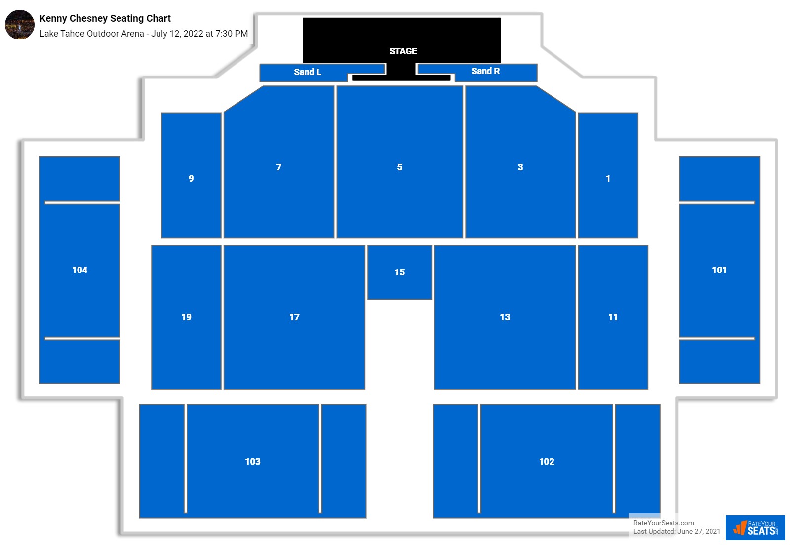 Kenny Chesney seating chart Lake Tahoe Outdoor Arena