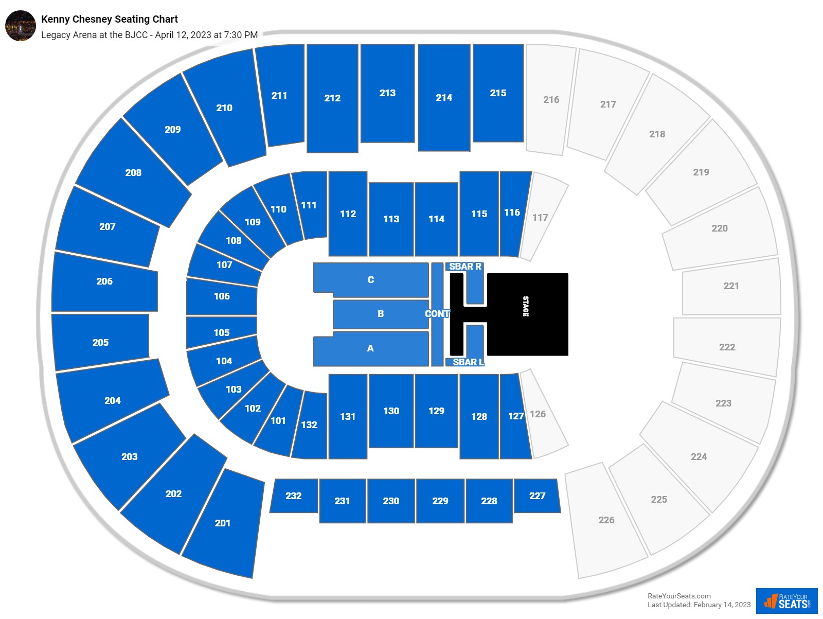 Kenny Chesney seating chart Legacy Arena at the BJCC
